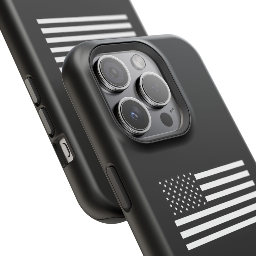 Black and White American Flag Magnetic Impact-Resistant Cases