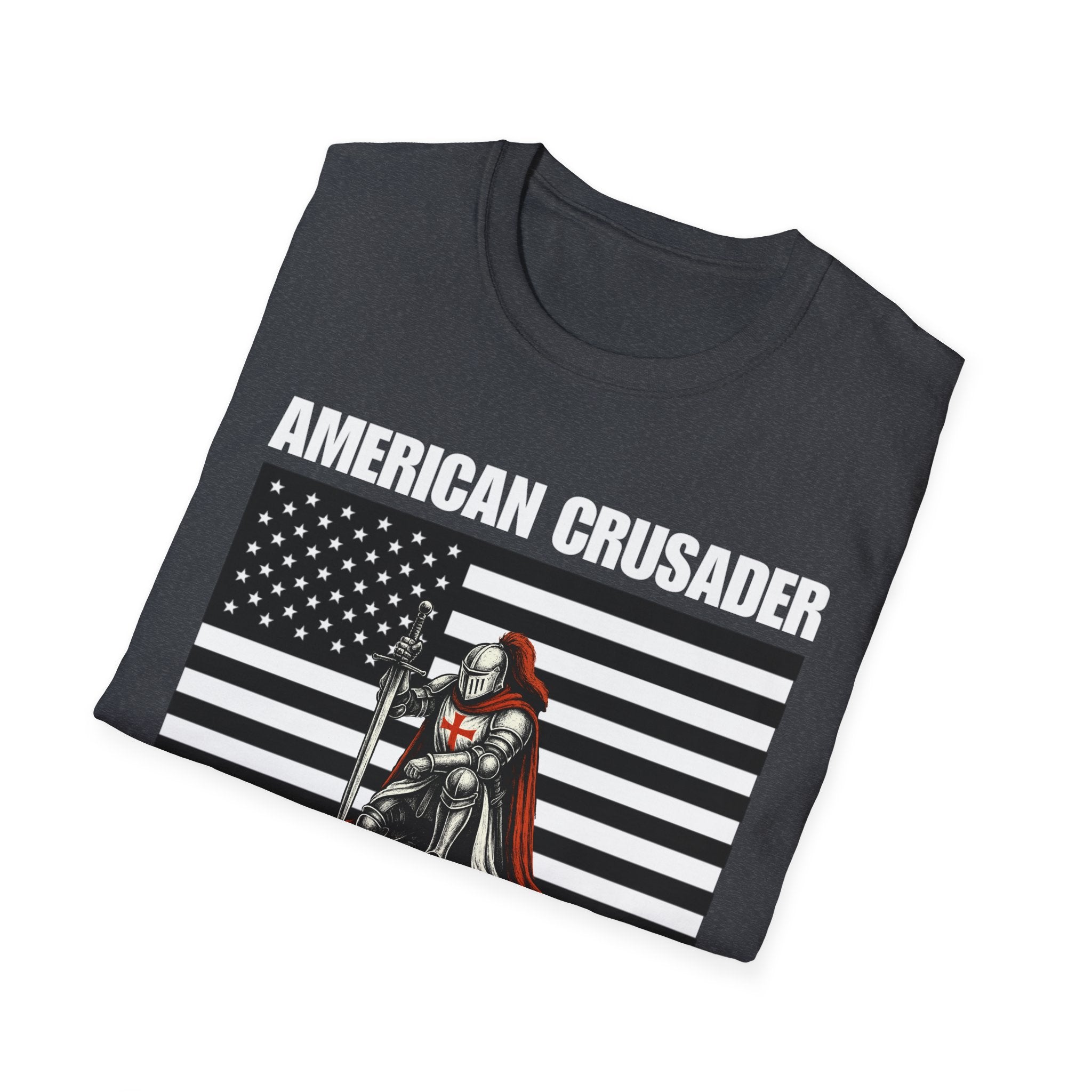 American Crusader Black and White Alt Design Softstyle Cotton Shirt T-Shirt