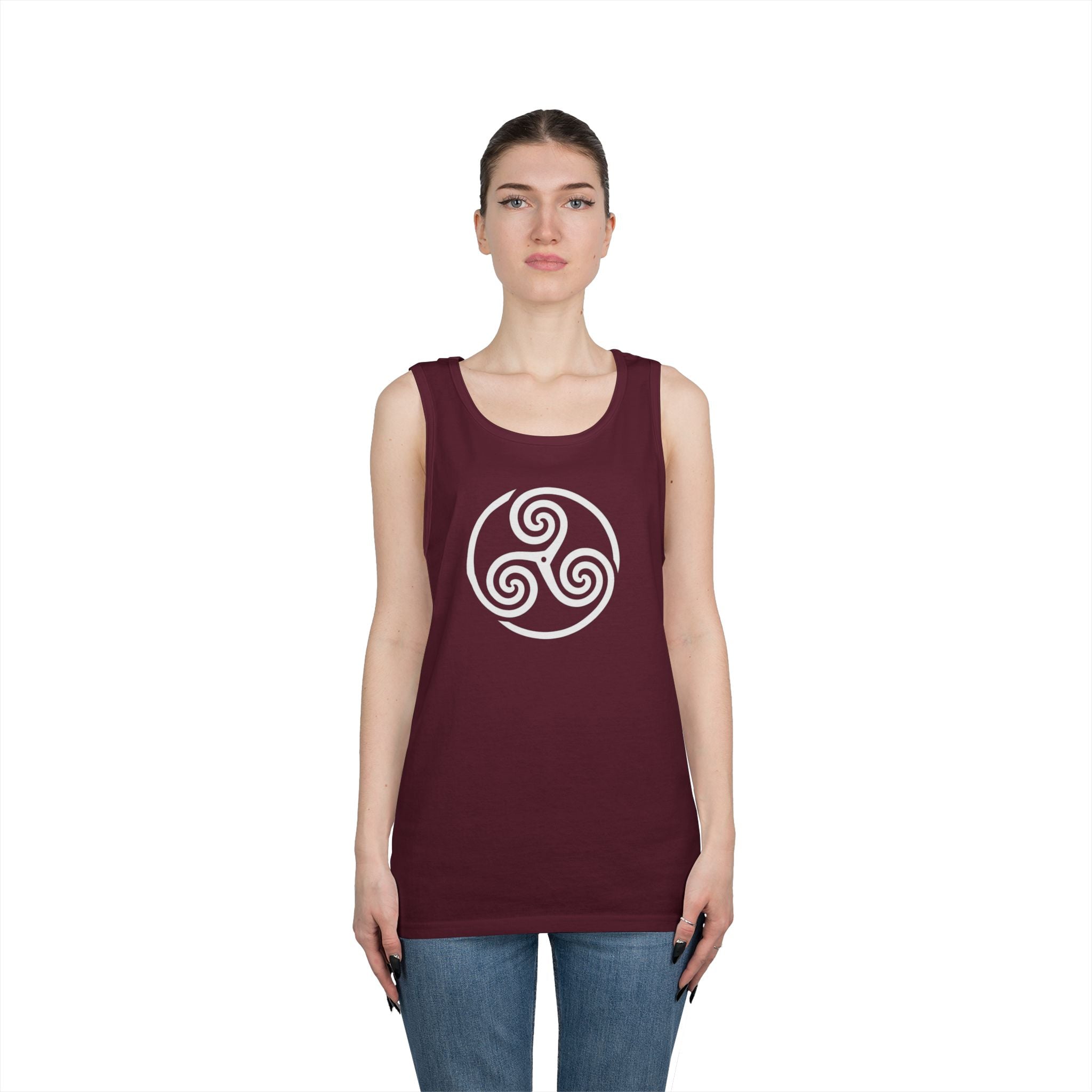 Celtic Spiral Triskele Symbol Alt Design White Unisex Tank Top