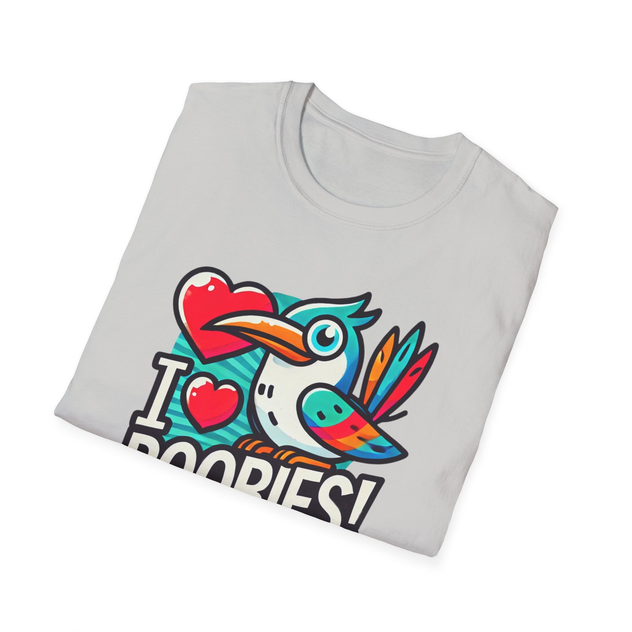 Funny 'I Love Boobies!' Boobie Bird Softstyle Cotton T-Shirt