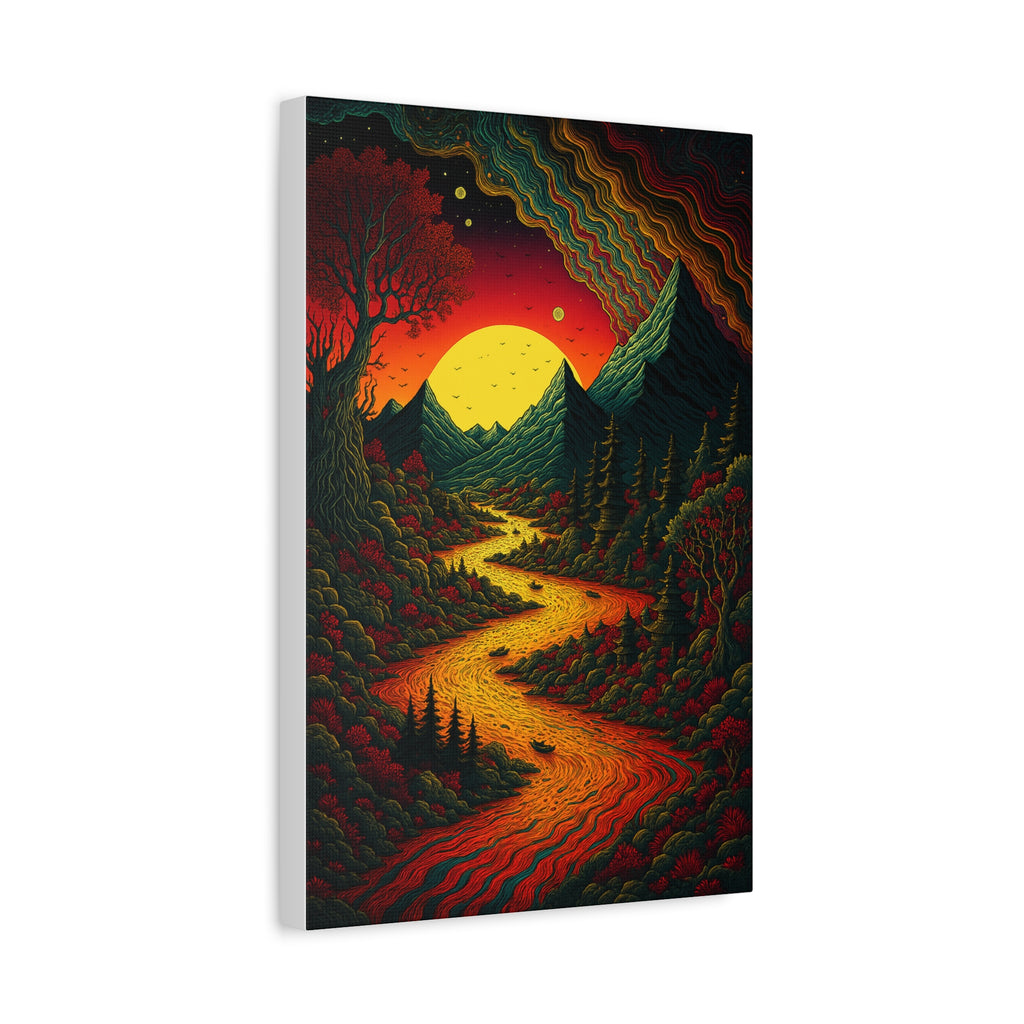 Trippy Sunset River Canvas Wall Art