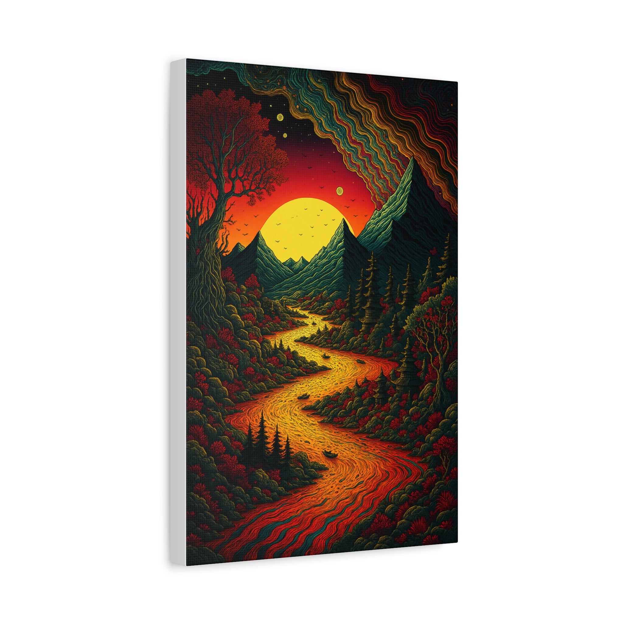 Trippy Sunset River Canvas Wall Art