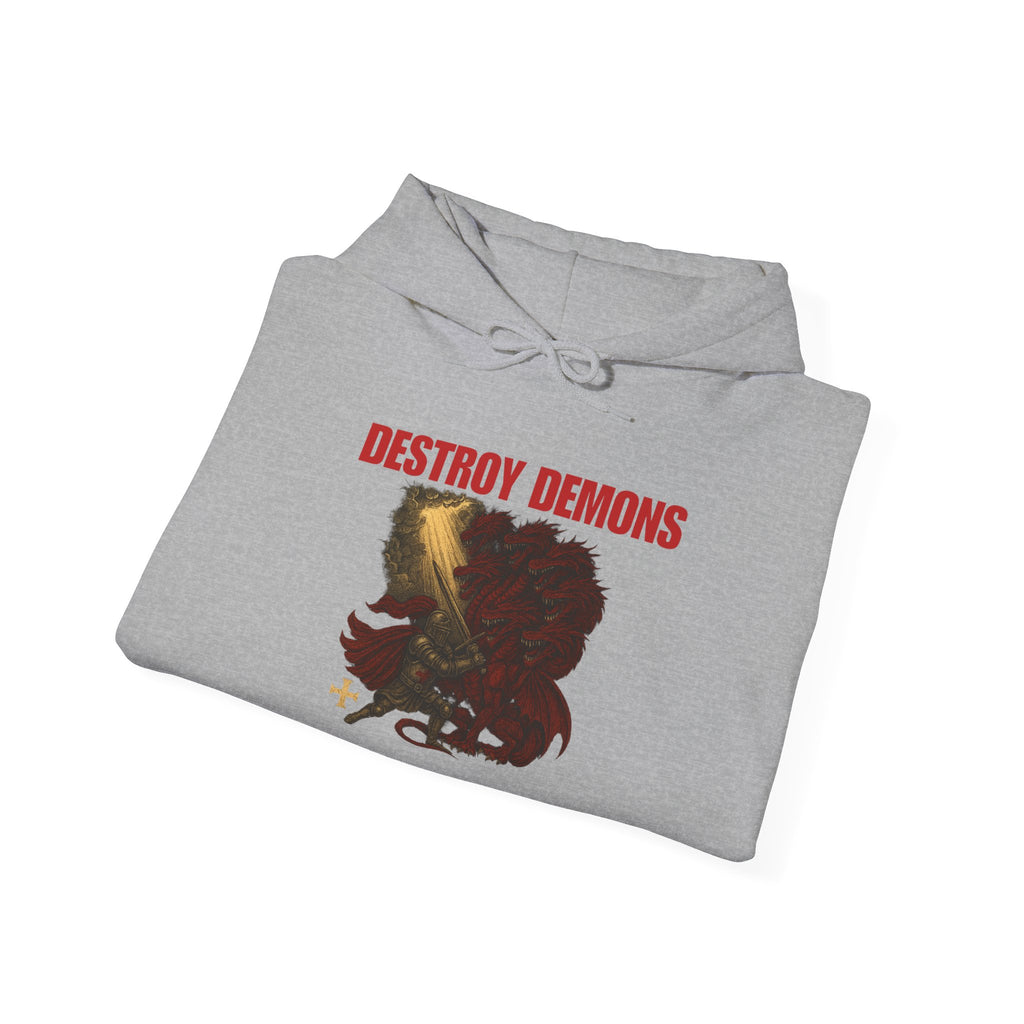 Destroy Demons, Crusader vs Great Red Dragon Graphic Pull Over Hoodie Sweatshirt