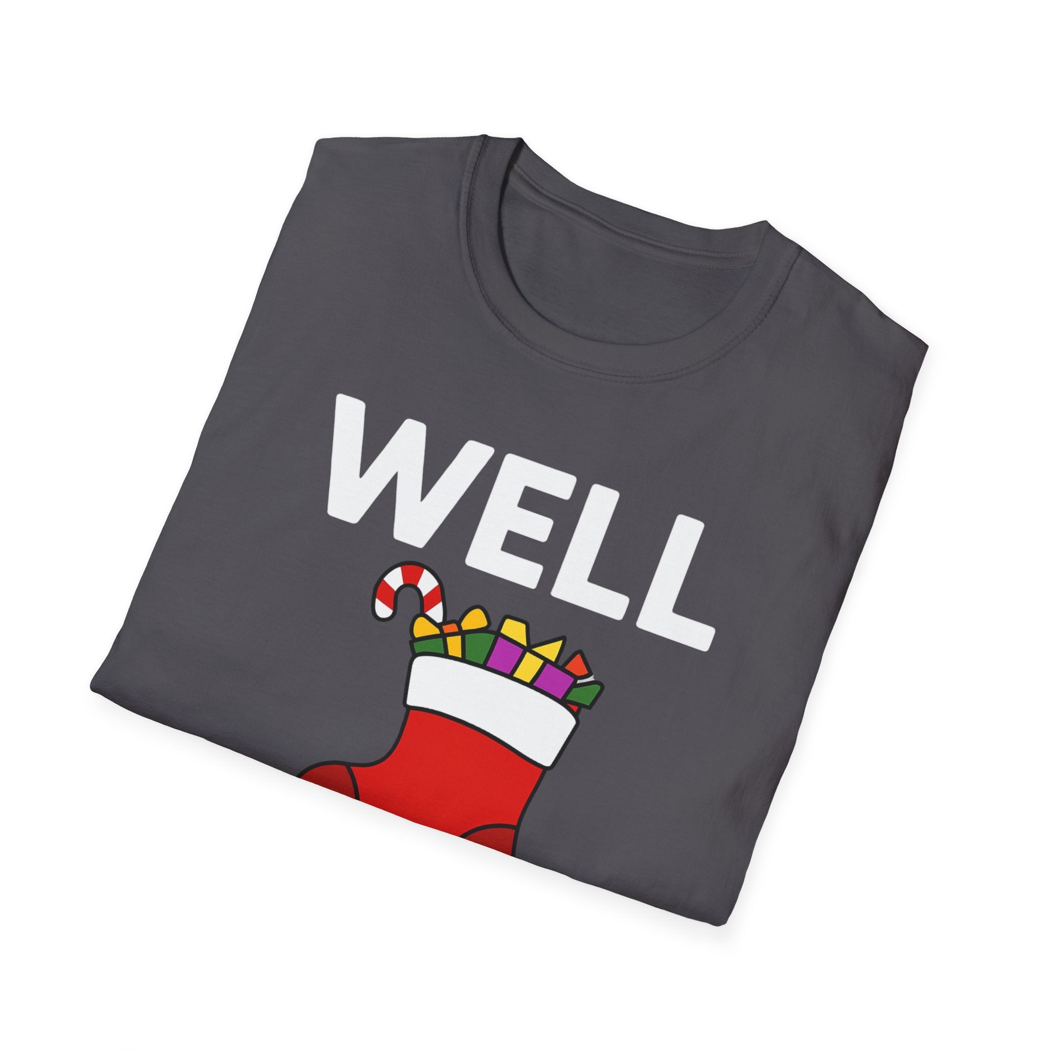 Well Hung Christmas T-Shirt | Funny Holiday Tee | Christmas Stocking Humor Shirt