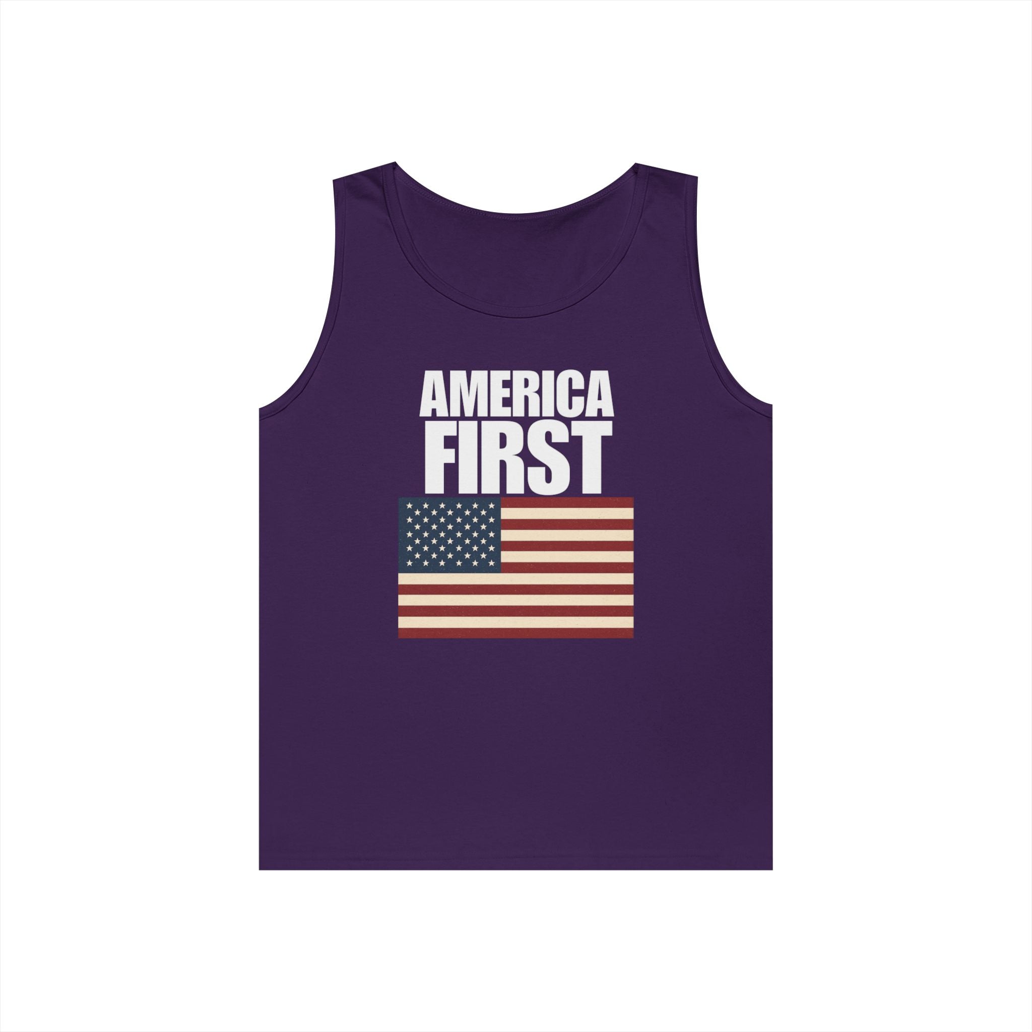 America First American Flag Heavy Cotton Tank Top