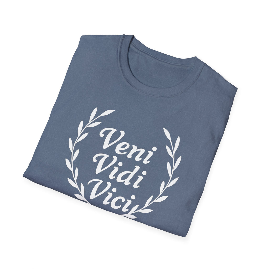 Veni Vidi Vici White Text Unisex  Softstyle T-Shirt