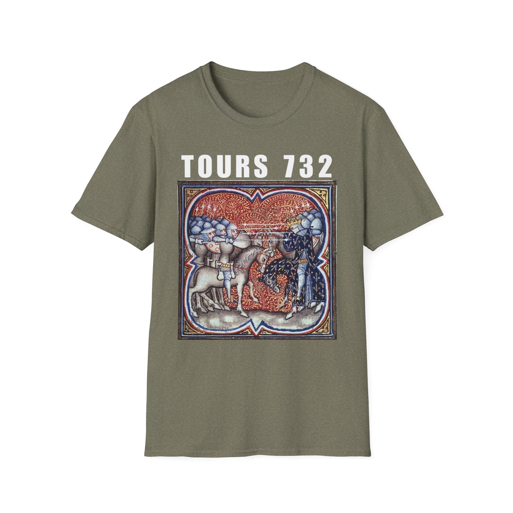 Battle of Tours 732 Graphic Unisex T-Shirt, Medieval Painting Tee