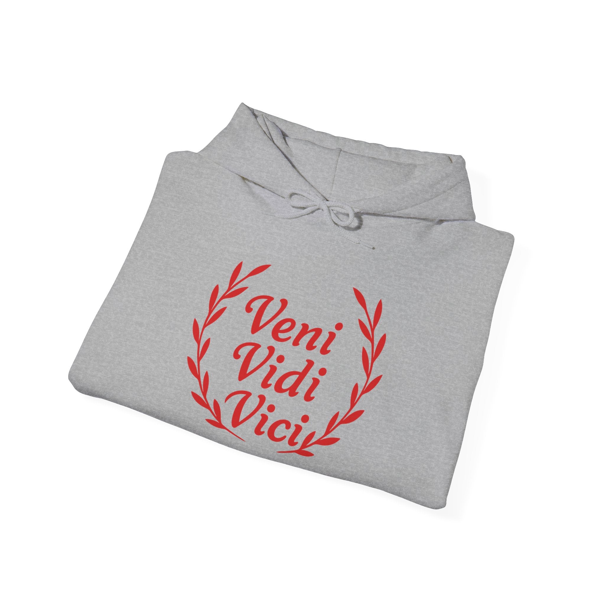Veni Vidi Vici "I Came, I saw, I Conquered" Red Graphic Pull Over Hoodie Sweatshirt
