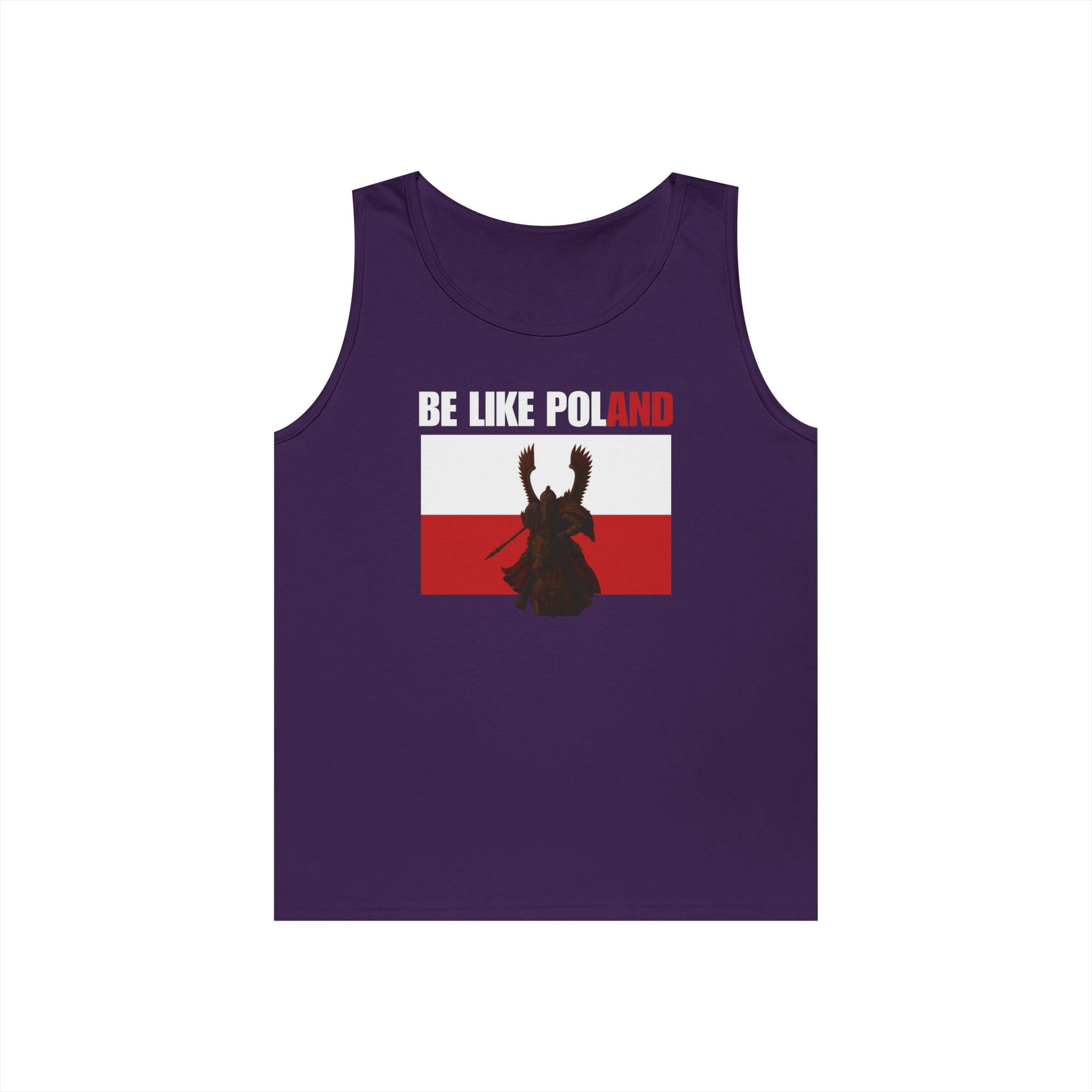Be Like Poland Winged Hussar Front, Polis Eagle Cross Back Heavy Cotton Tank Top