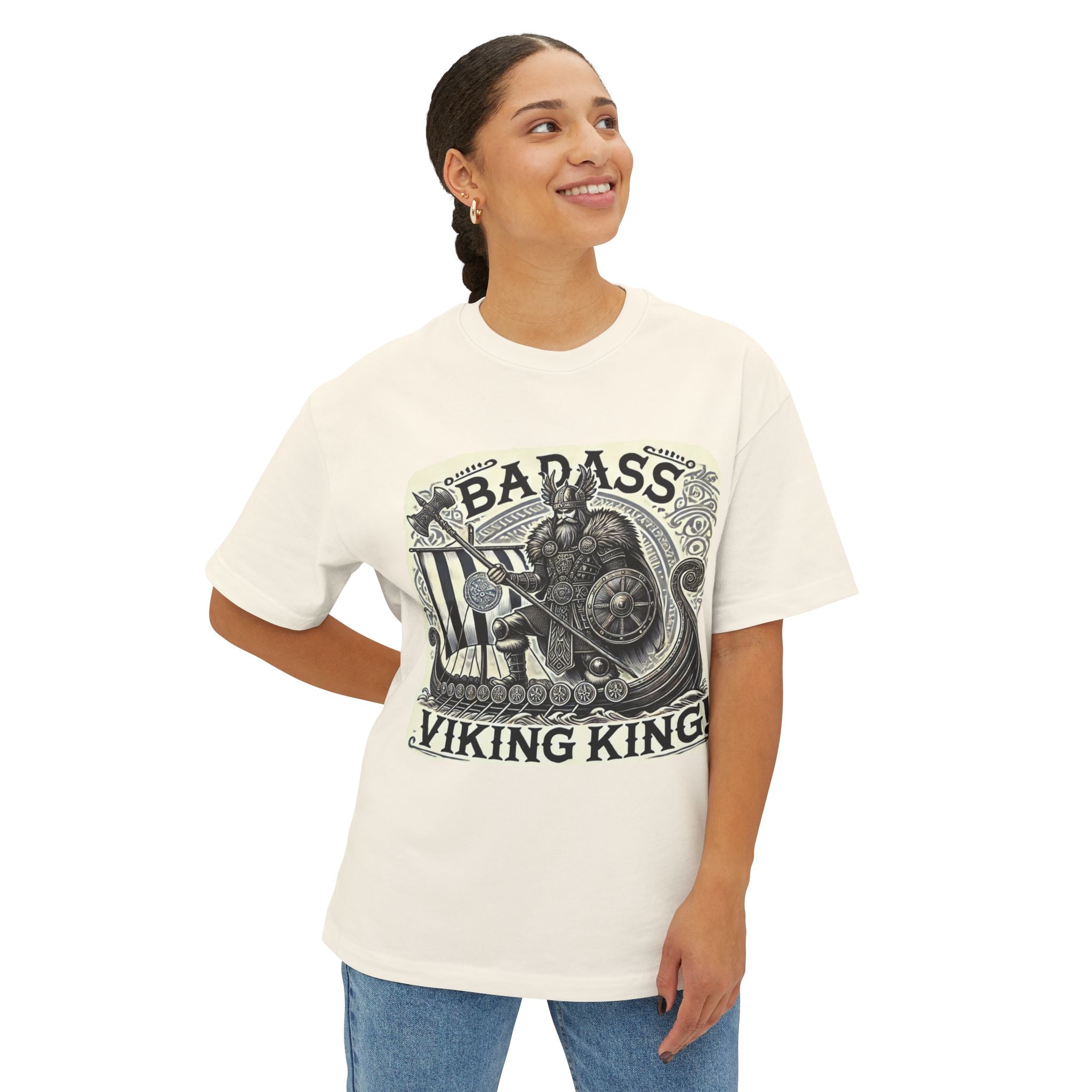 Badass Viking King Unisex Oversized Tee, Viking Shirt, Graphic Tee, Casual Wear, Gift for Him/Her/Teens, Norse Inspired Apparel