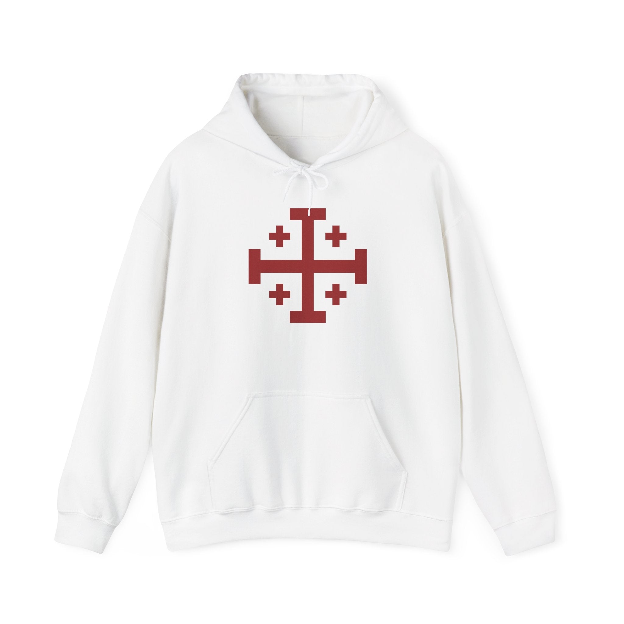 Cross of Jerusalem Red Design Pull Over Hoodie Sweatshirt