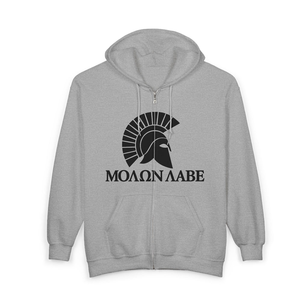 Molon Labe "Come and Take It!" in Greek Black Design Zip Up Hoodie Sweatshirt