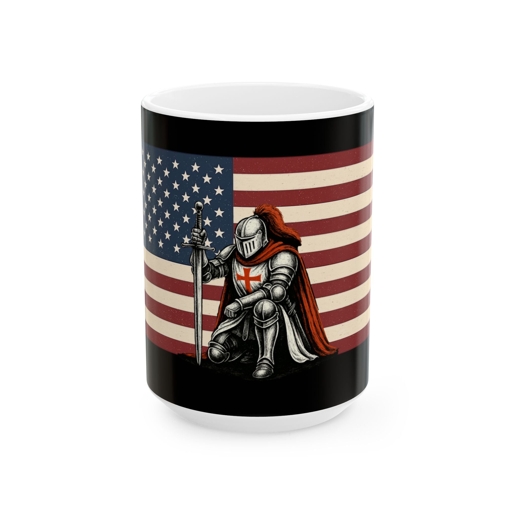 Patriotic Crusader Knight American Crusader Ceramic Mug
