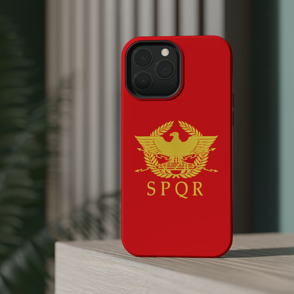 SPQR Gold Roman Eagle Symbol Red Magnetic Impact-Resistant Cases
