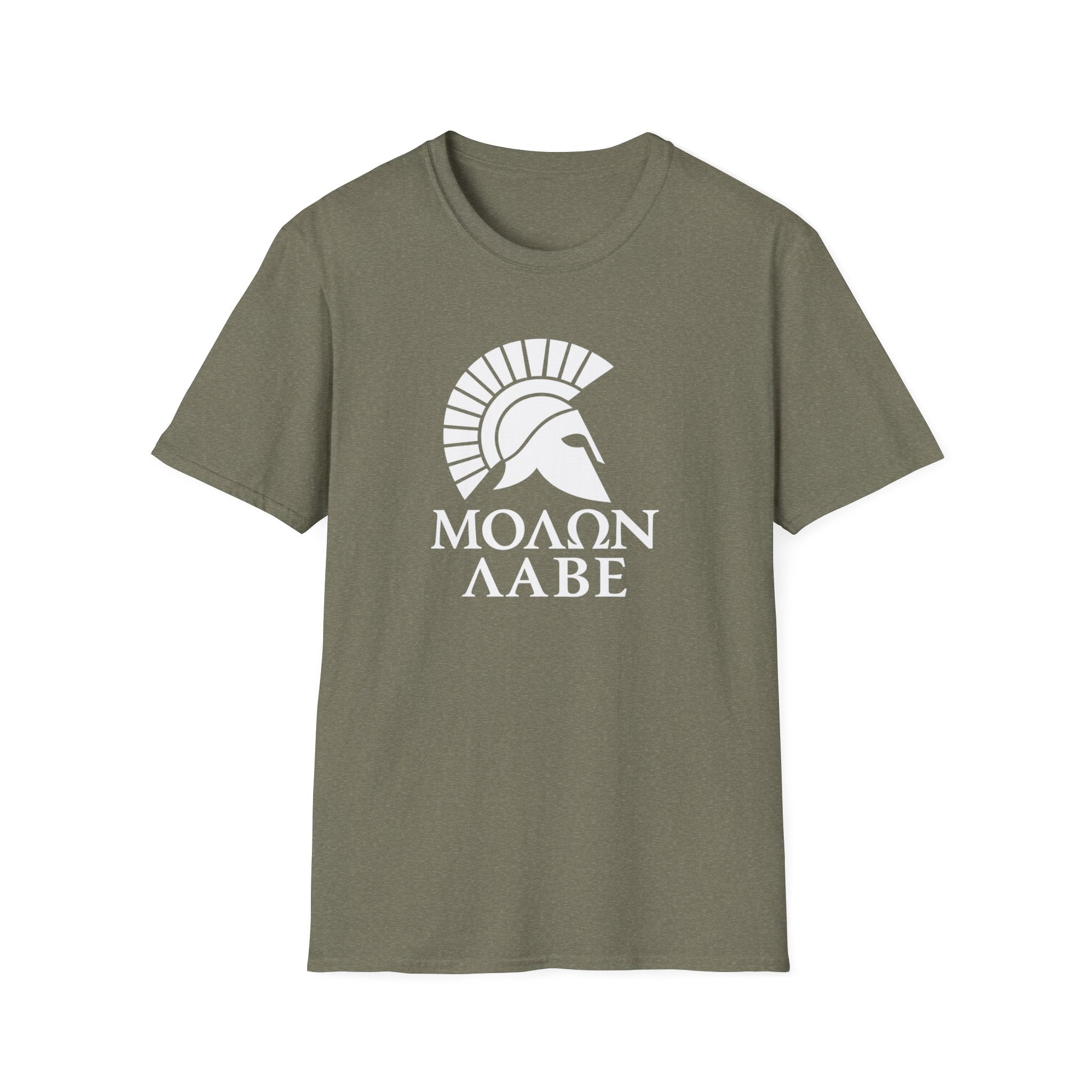 Molon Labe "Come and Take It!" in Greek Large Text White Design Softstyle Cotton T-Shirt