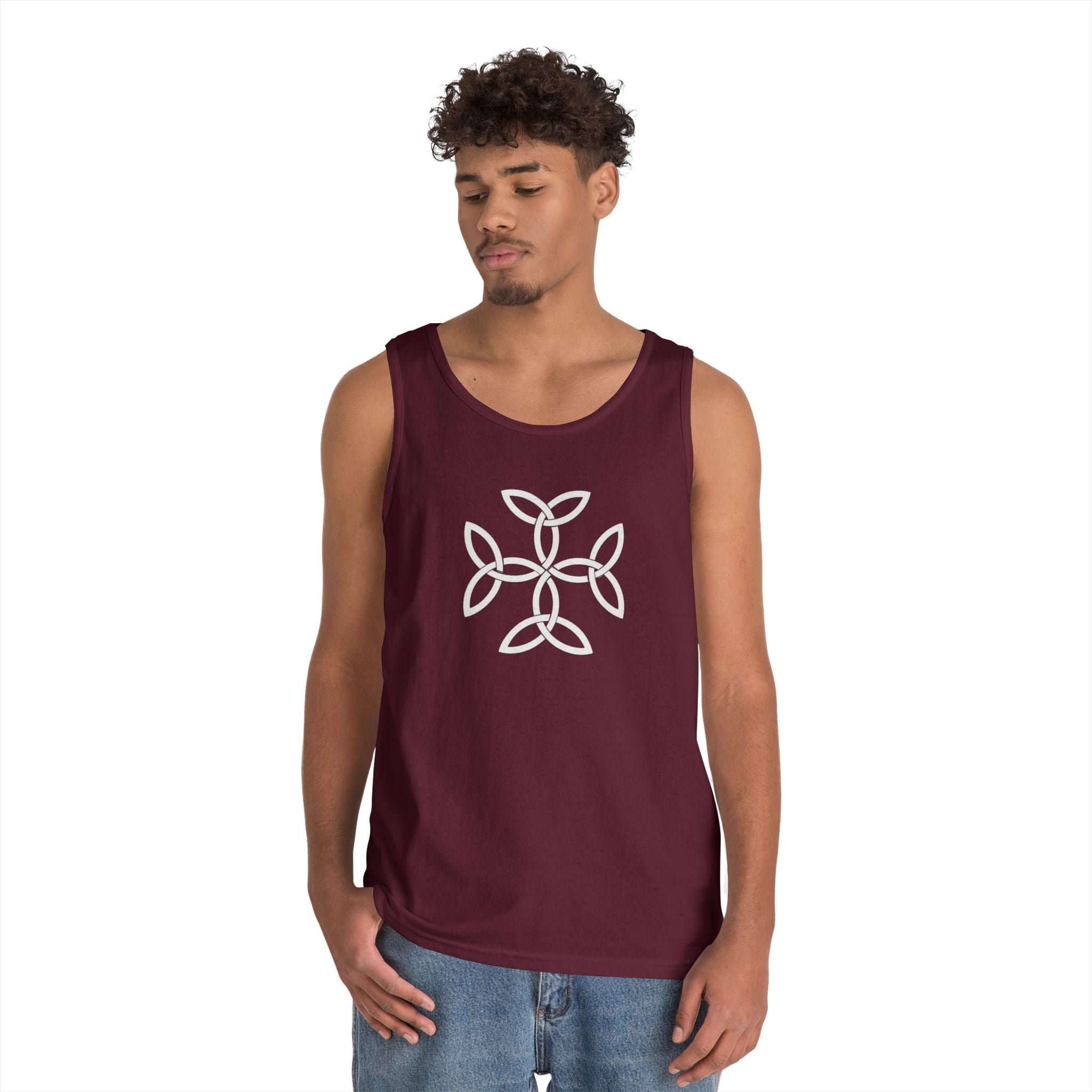White Frankish Cross Heavy Cotton Tank Top