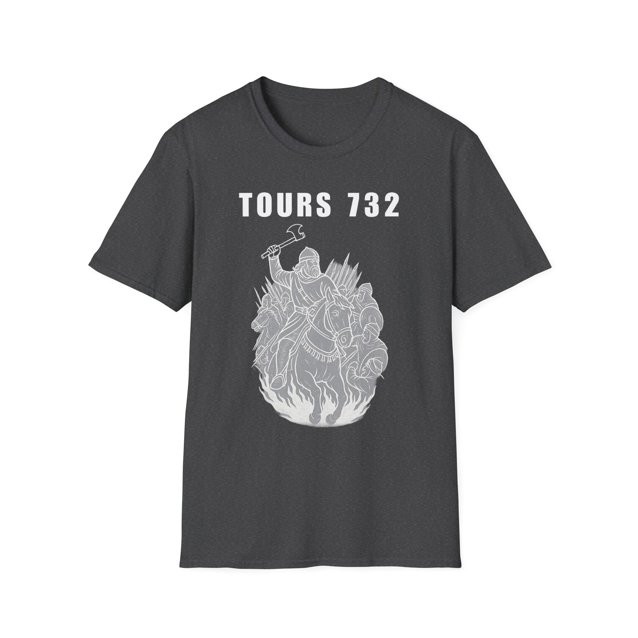 Tours 732 Charles "The Hammer" Martel "TOURS 732" Text Graphic Unisex Softstyle T-Shirt