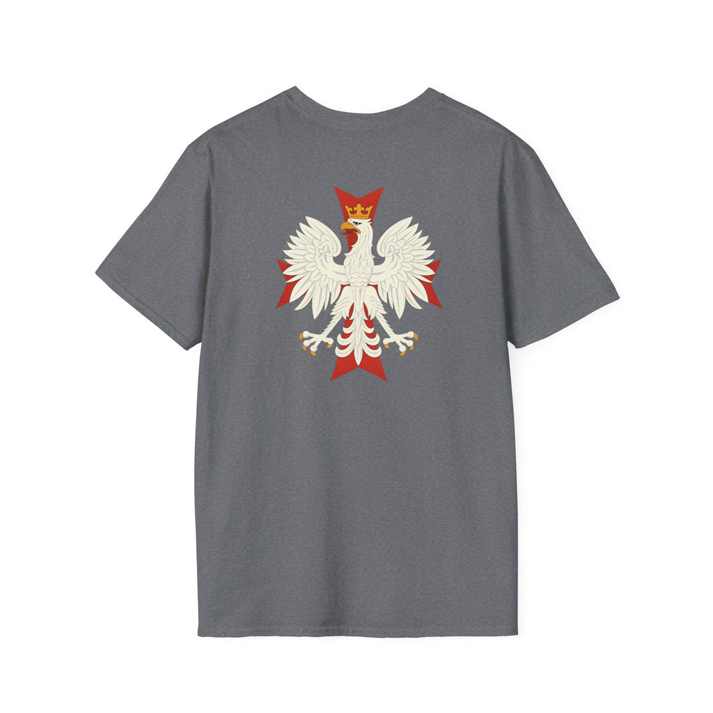 Be Like Poland Winged Hussar Front, Polish Eagle Cross Back Heavy Cotton Softstyle T-Shirt Softstyle Tee