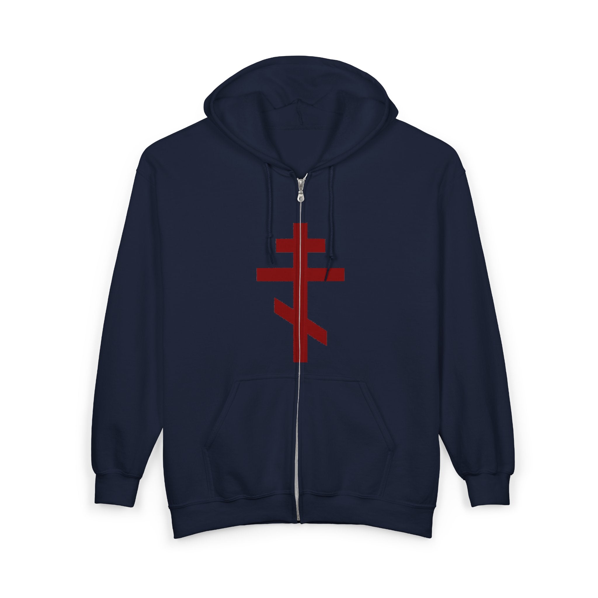 Crucifix Red Design Full Zip Up Hoodie Sweatshirt