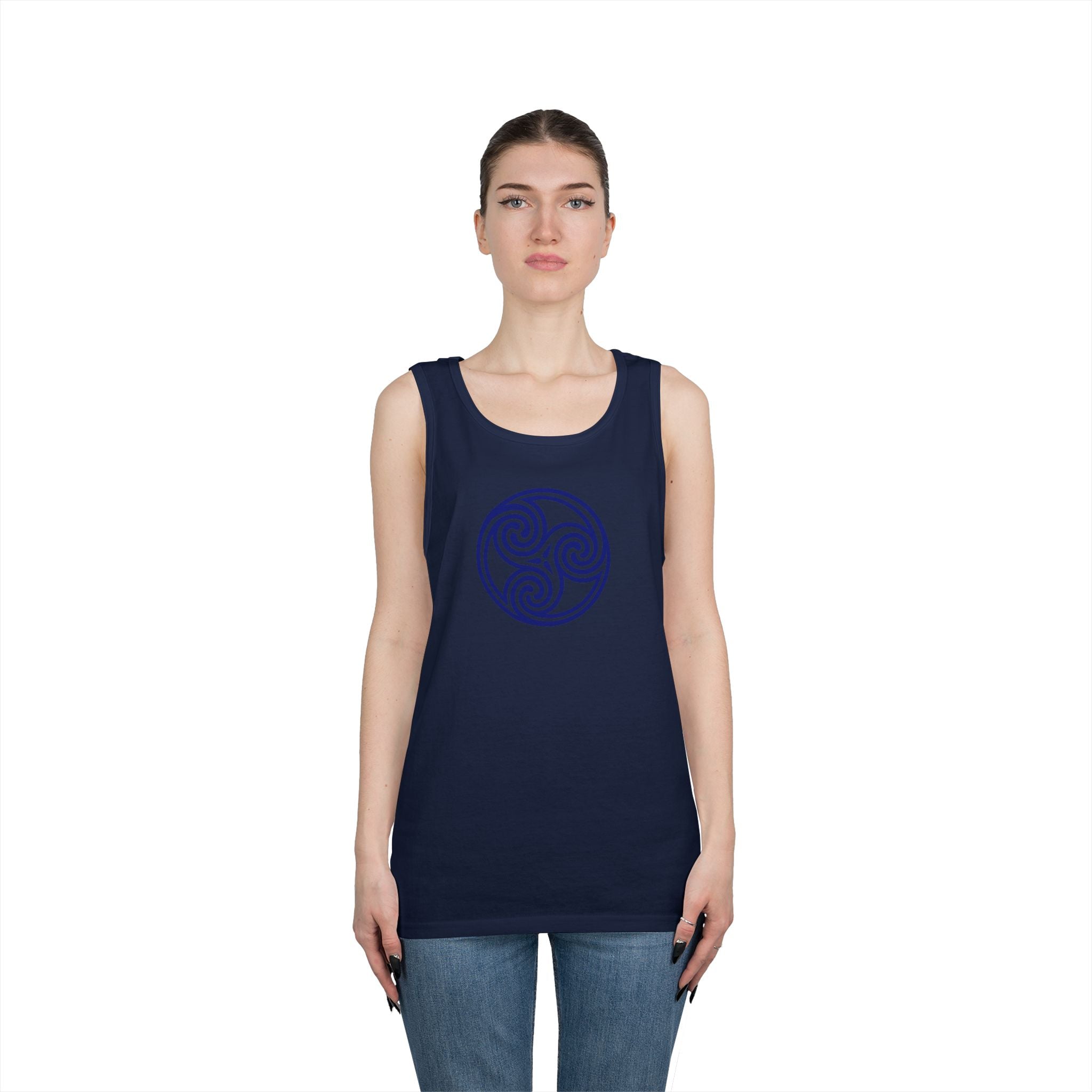 Celtic Spiral Triskele Symbol Blue Unisex Tank Top