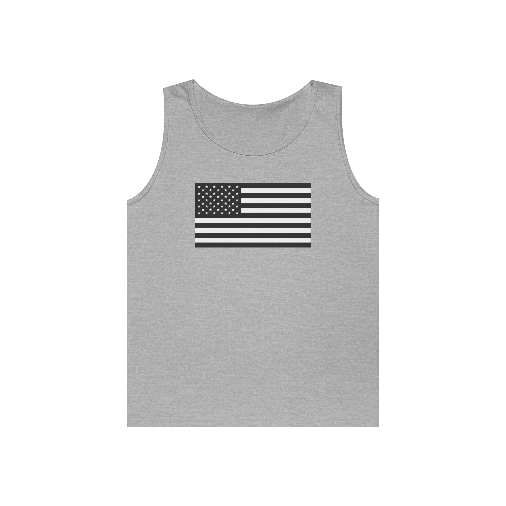 Black and White American Flag Heavy Cotton Tank Top