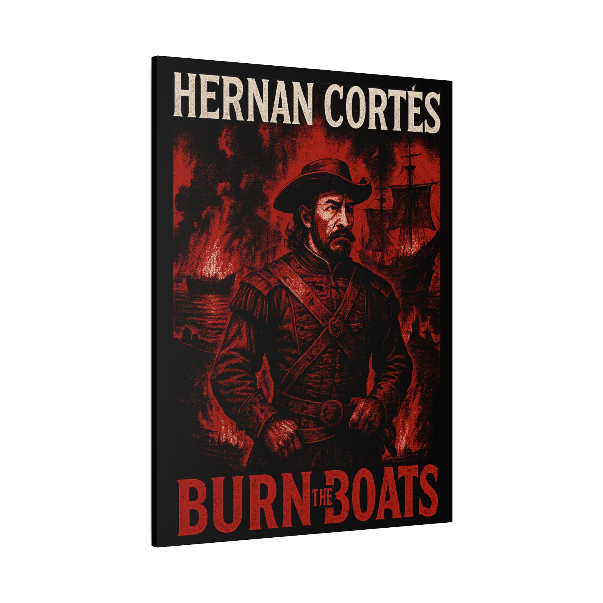 Hernan Cortes Canvas Artwork, 'Burn the Boats' Motivational Wall Decor