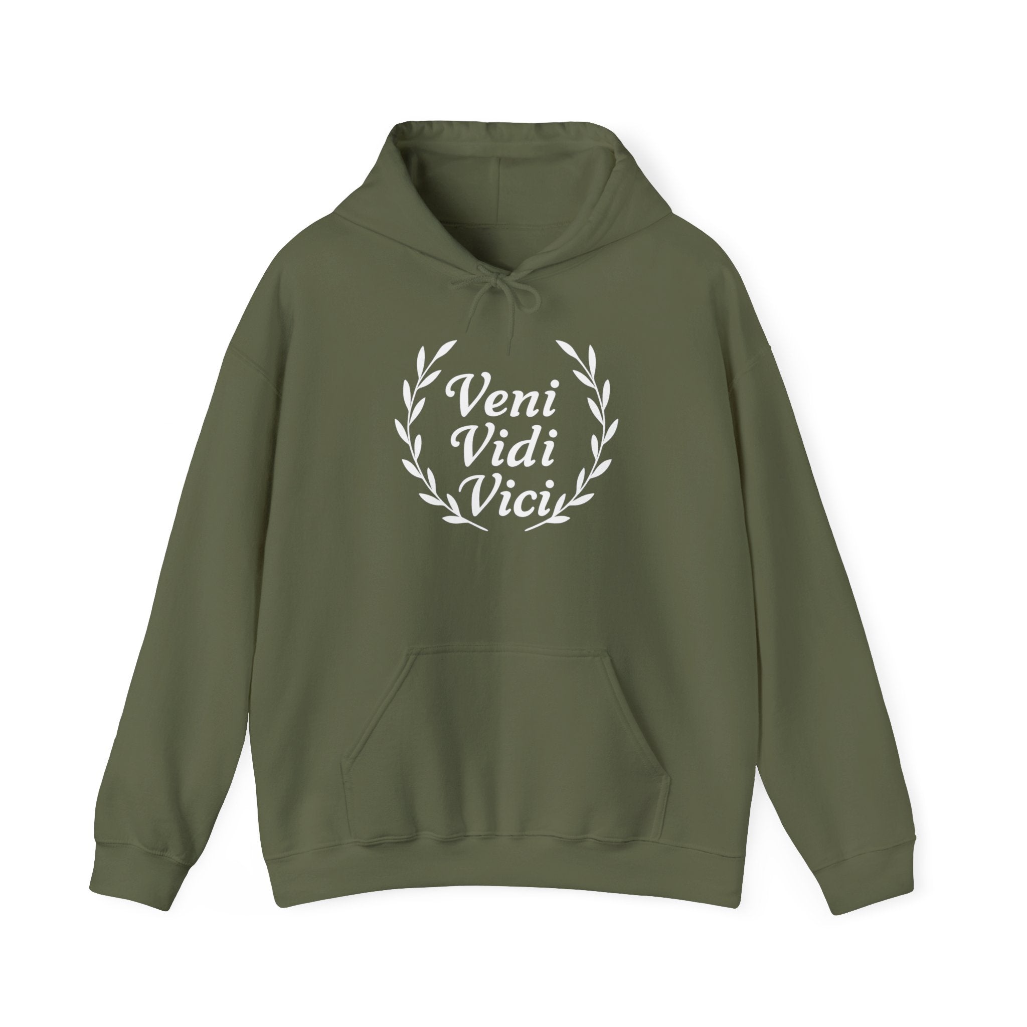 Veni Vidi Vici "I Came, I saw, I Conquered" White Graphic Pull Over Hoodie Sweatshirt