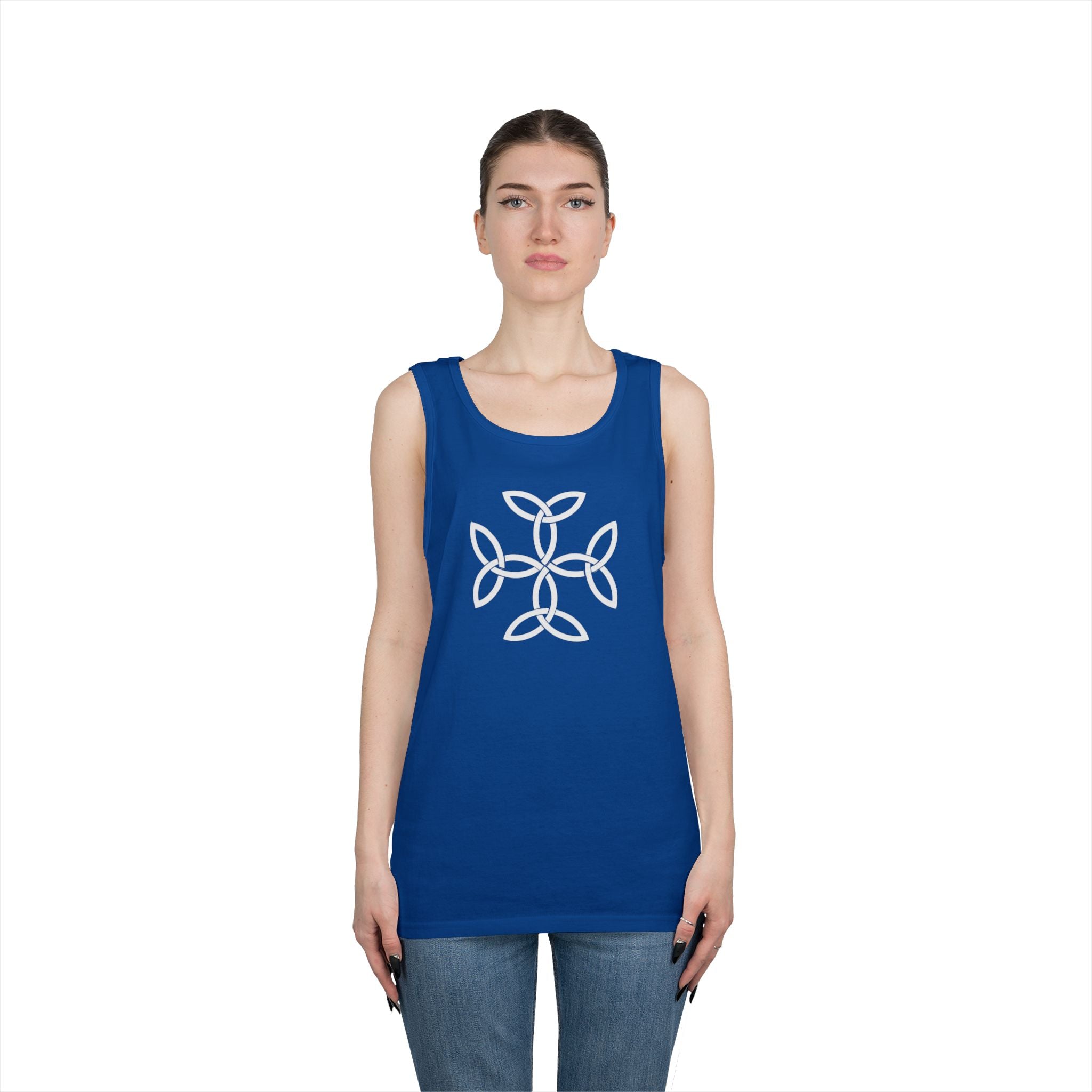 White Frankish Cross Heavy Cotton Tank Top