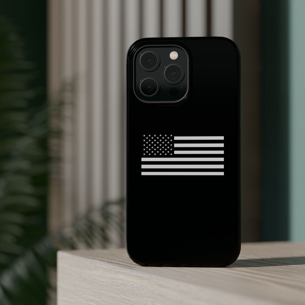 Black and White American Flag Magnetic Impact-Resistant Cases