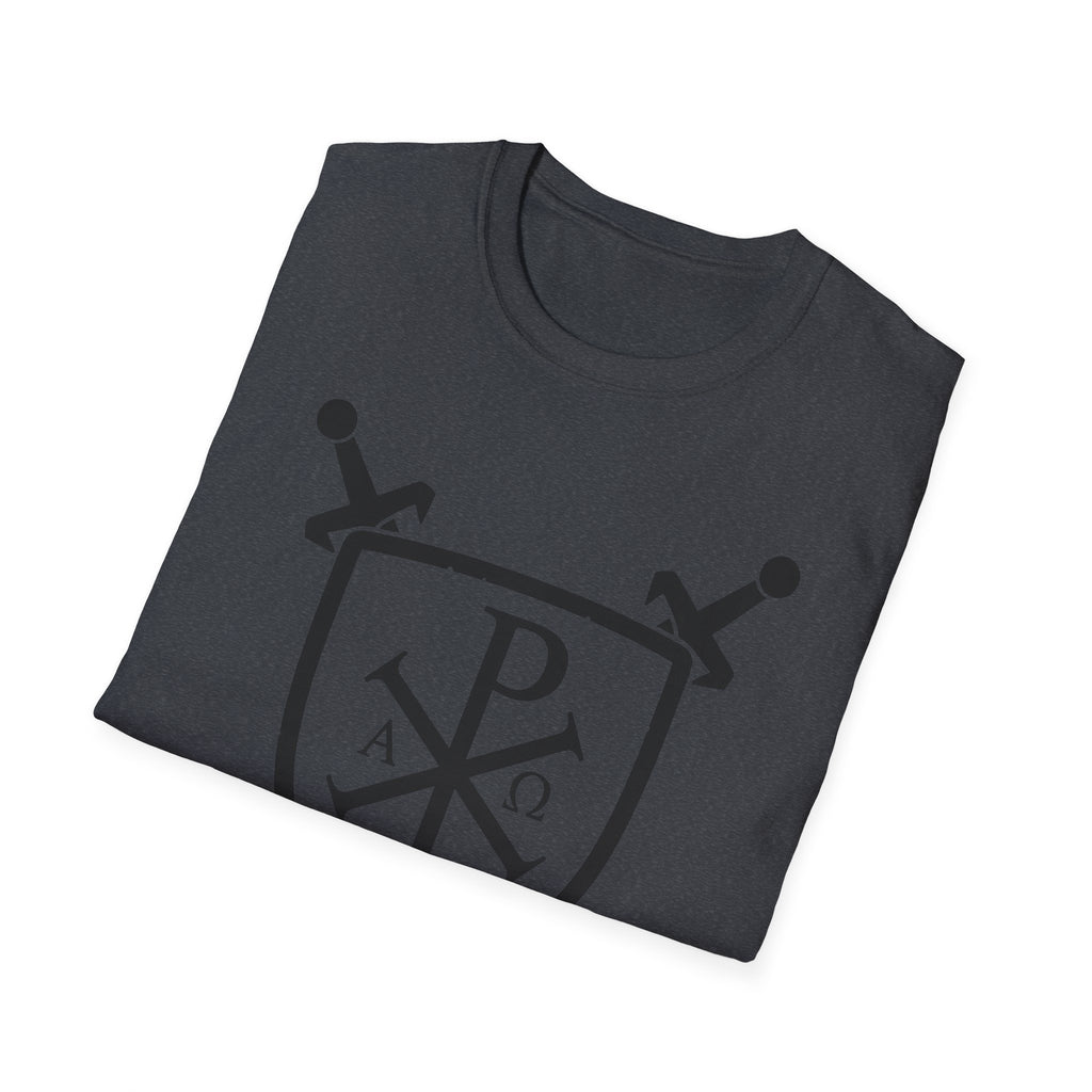 Sword and Shield Pi Chi Rho Black Graphic Softstyle Cotton Shirt T-Shirt