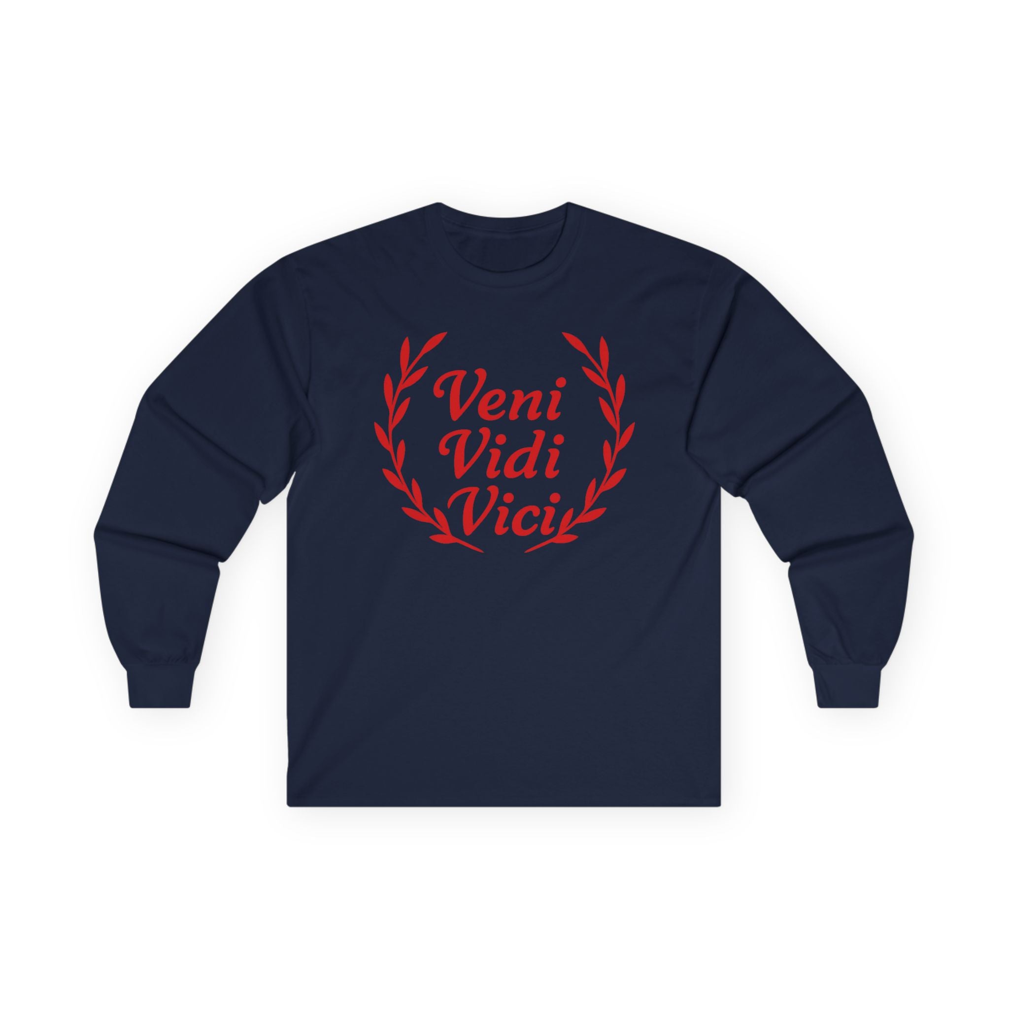 Veni Vidi Vici "I Came, I saw, I Conquered" Light Red Graphic Long Sleeve Tee