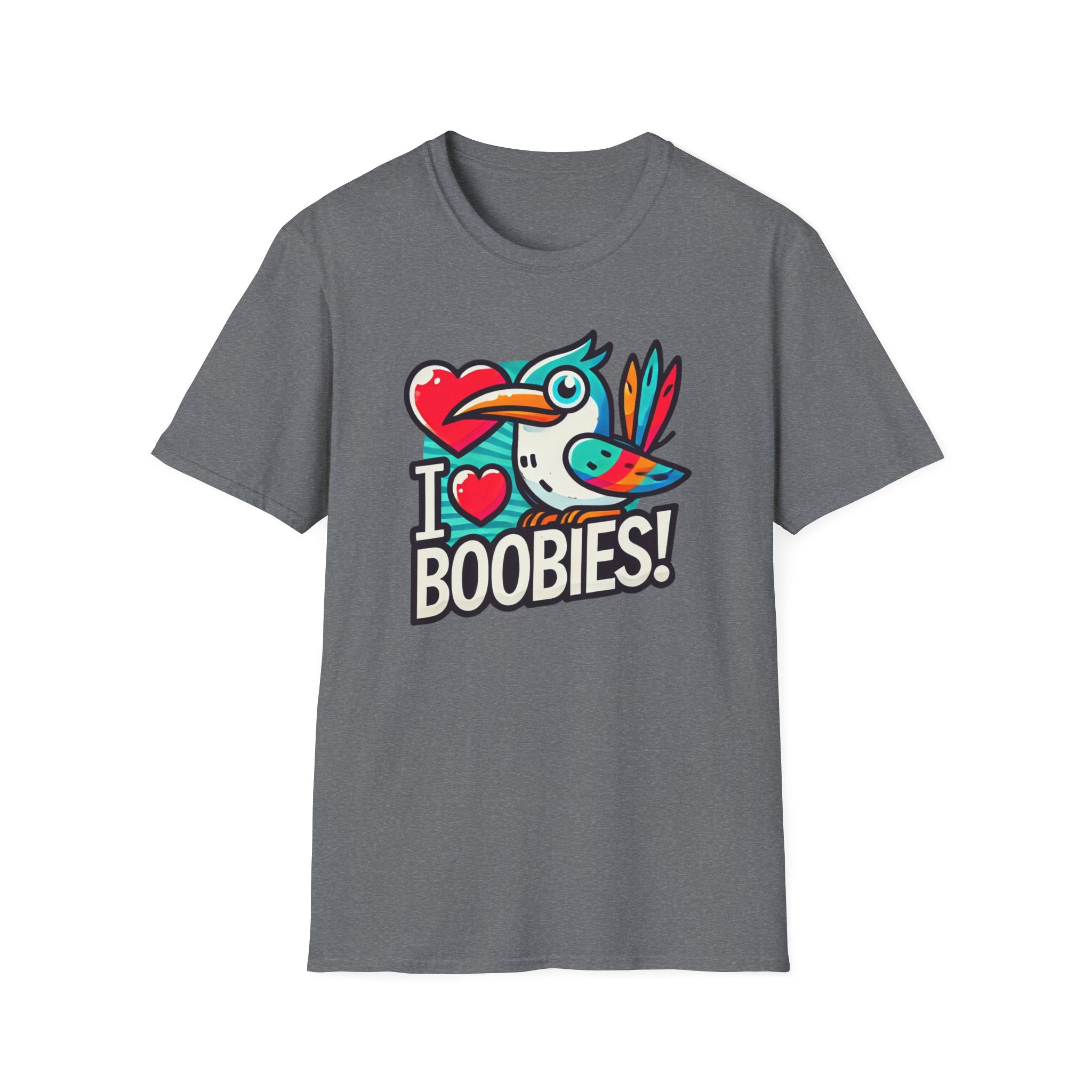 Funny 'I Love Boobies!' Boobie Bird Softstyle Cotton T-Shirt