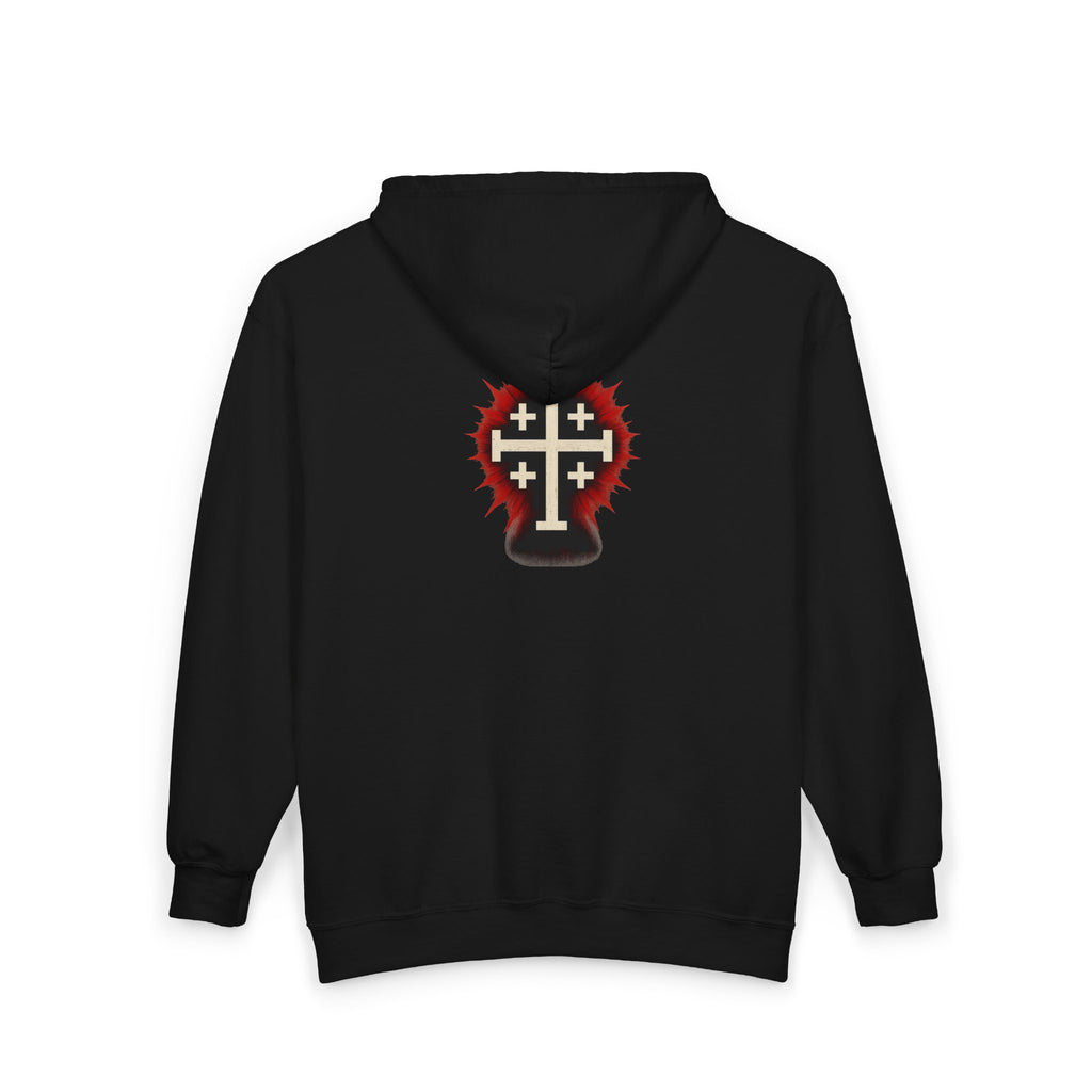Front and Back Christ is King Zip-Up Hoodie with Cross on Back, Christ is King Design Sweatshirt