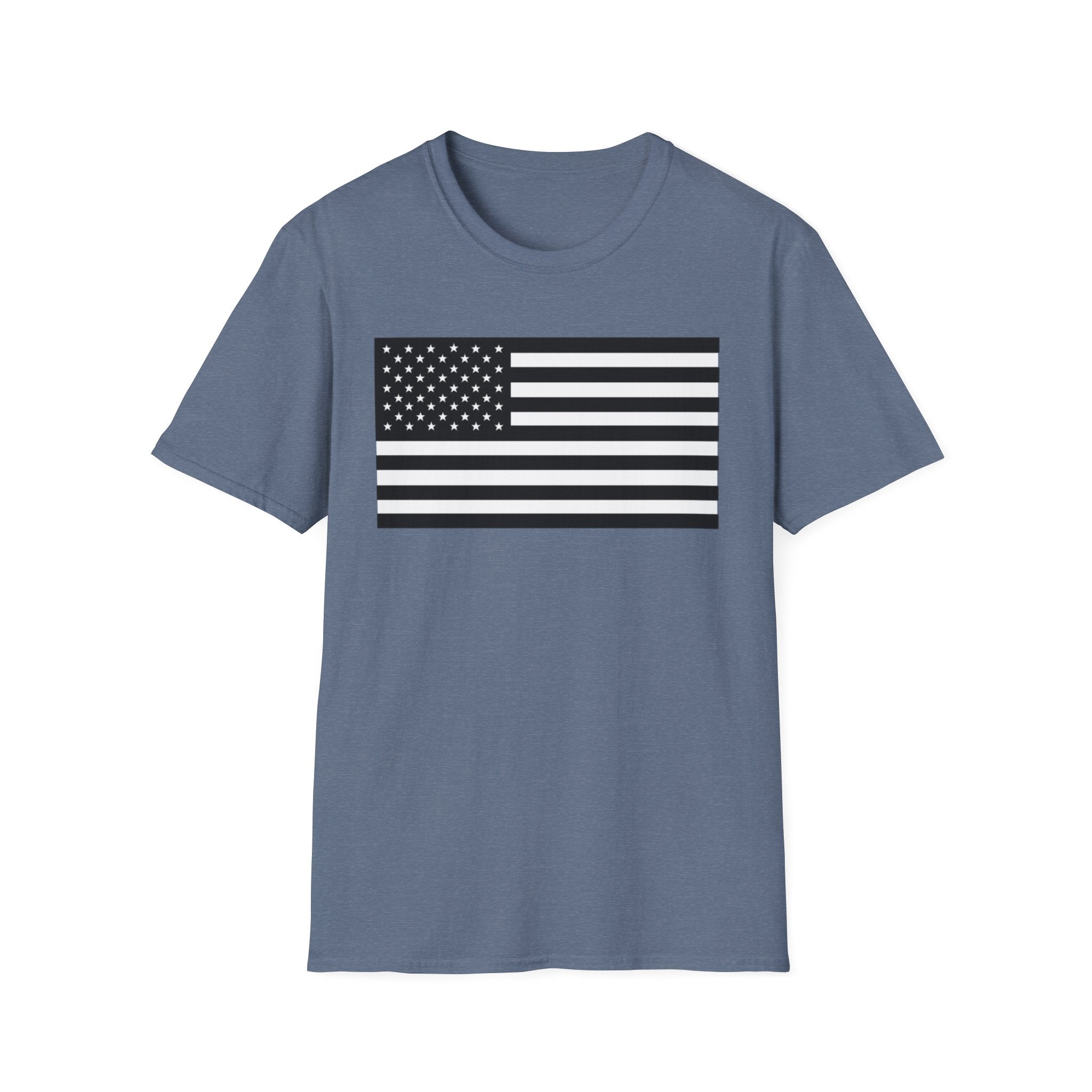 Black and White American Flag Softstyle Cotton Shirt T-Shirt