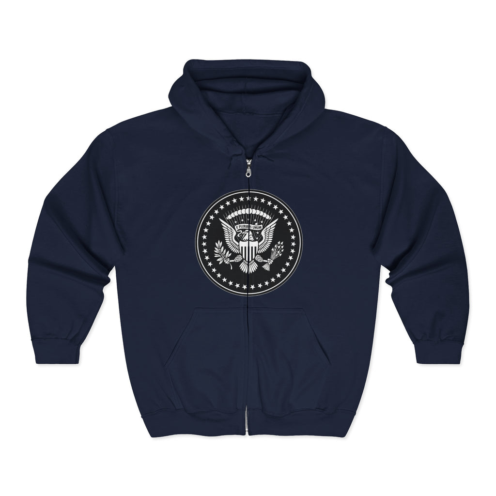American Eagle Presidential Seal Black Background Design Zip Up Hoodie Sweatshirt