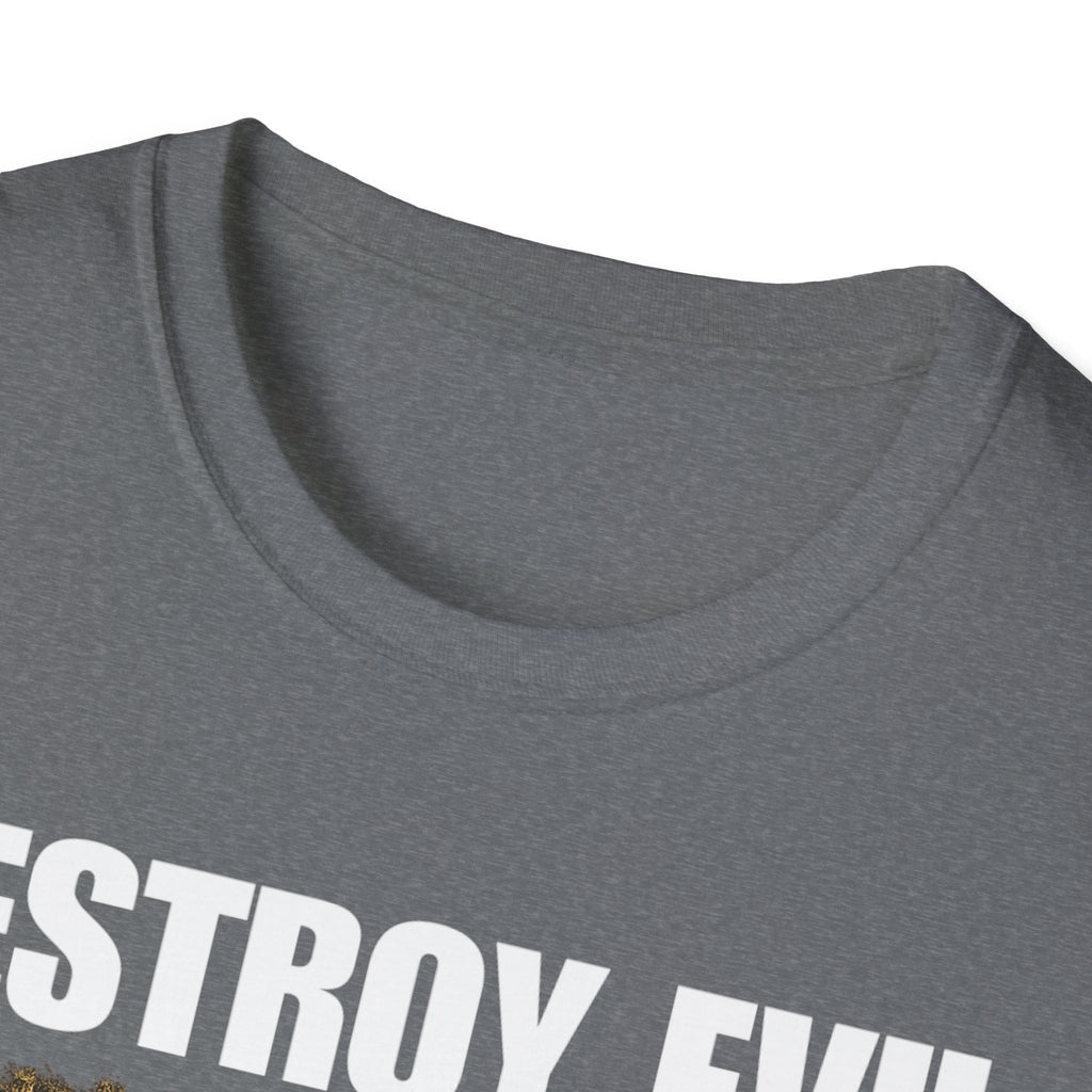 'Destroy Evil' Crusader Defeating the Great Red Dragon Design Graphic Softstyle T-Shirt