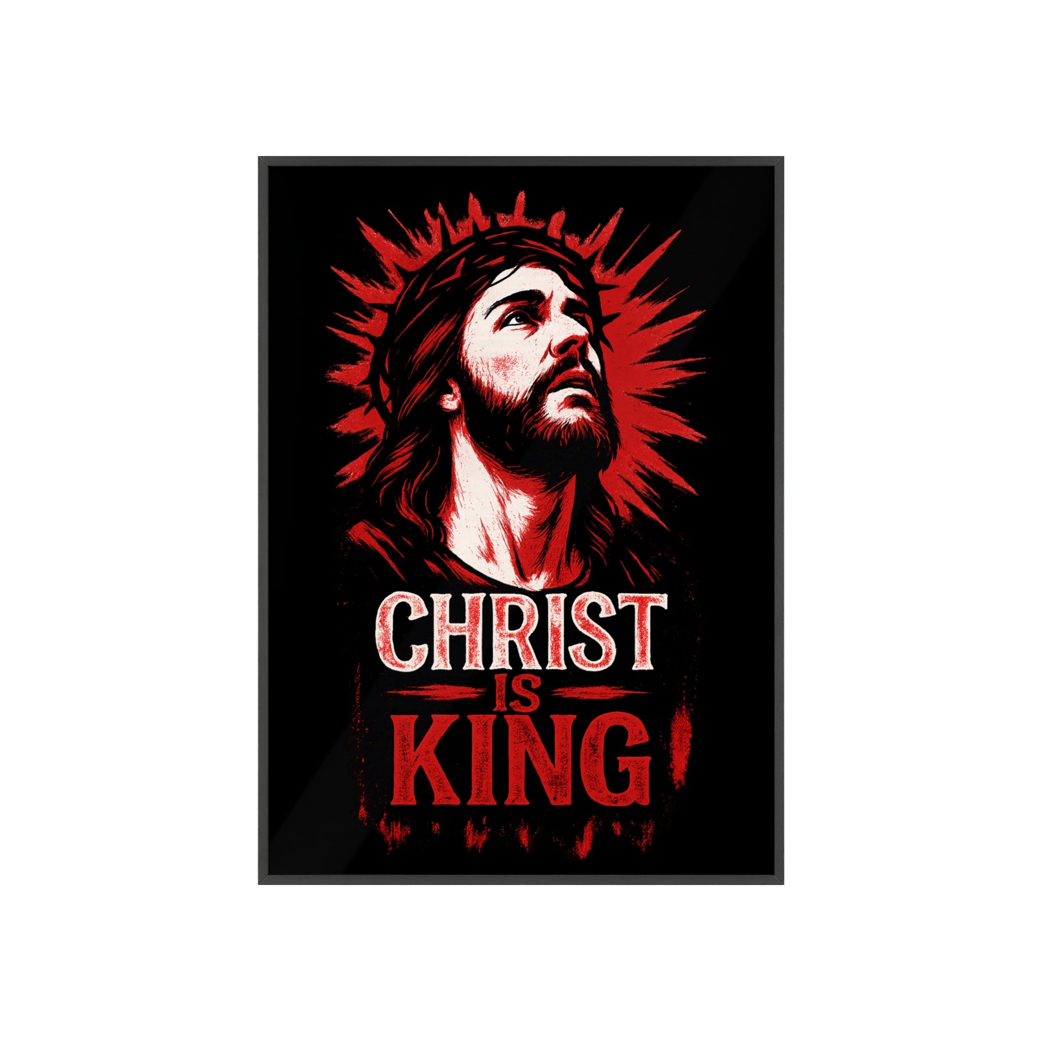 Framed Inspirational Wall Art Christ is King Poster, Christian Home Decor