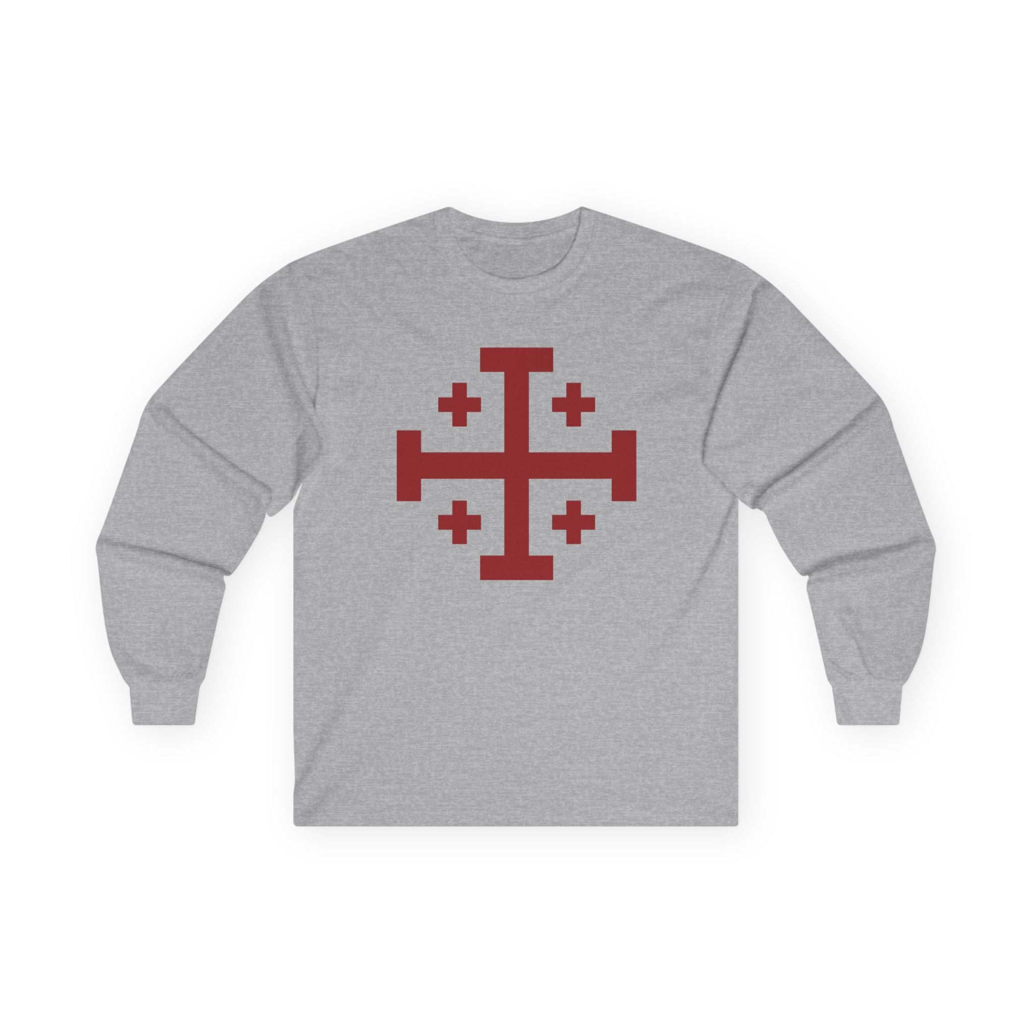 Cross of Jerusalem Red Design Stylish Long Sleeve Tee
