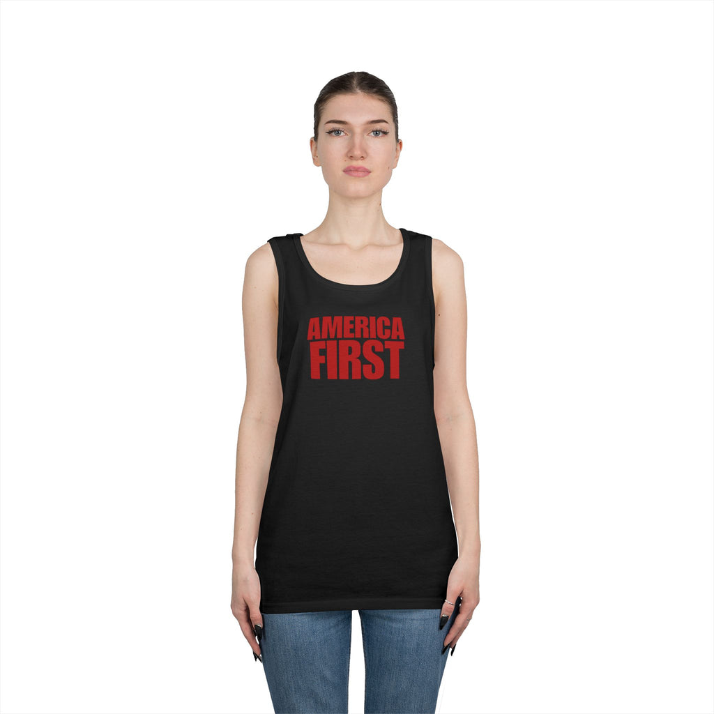 America First Red Heavy Cotton Tank Top