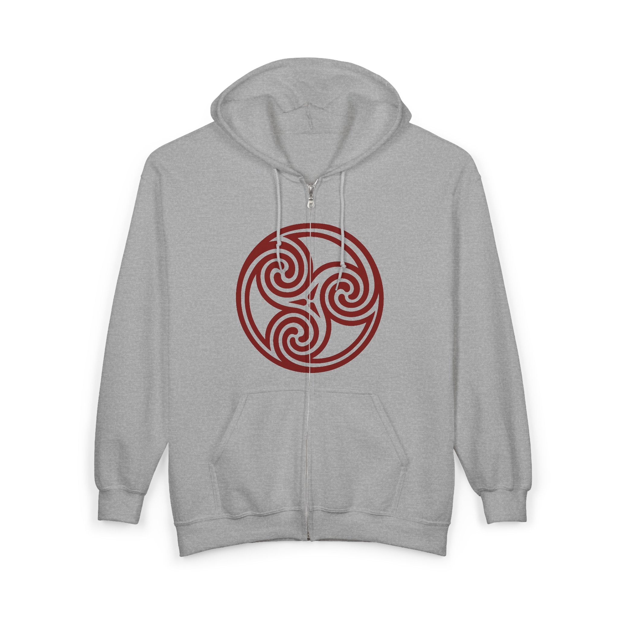 Celtic Spiral Triskele Trinity Symbol Alt Red Design Full Zip Up Hoodie Sweatshirt