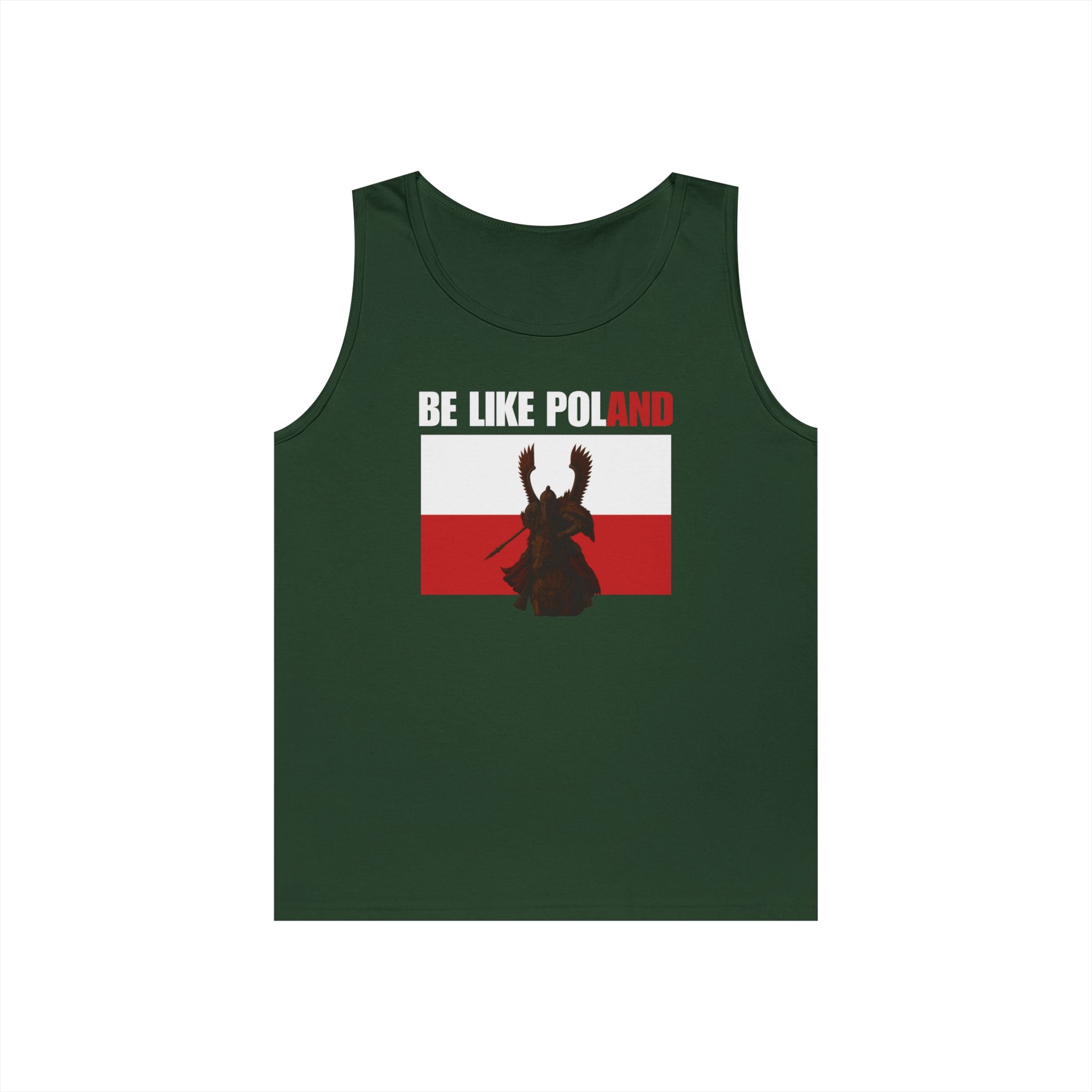 Be Like Poland Winged Hussar Front, Polis Eagle Cross Back Heavy Cotton Tank Top