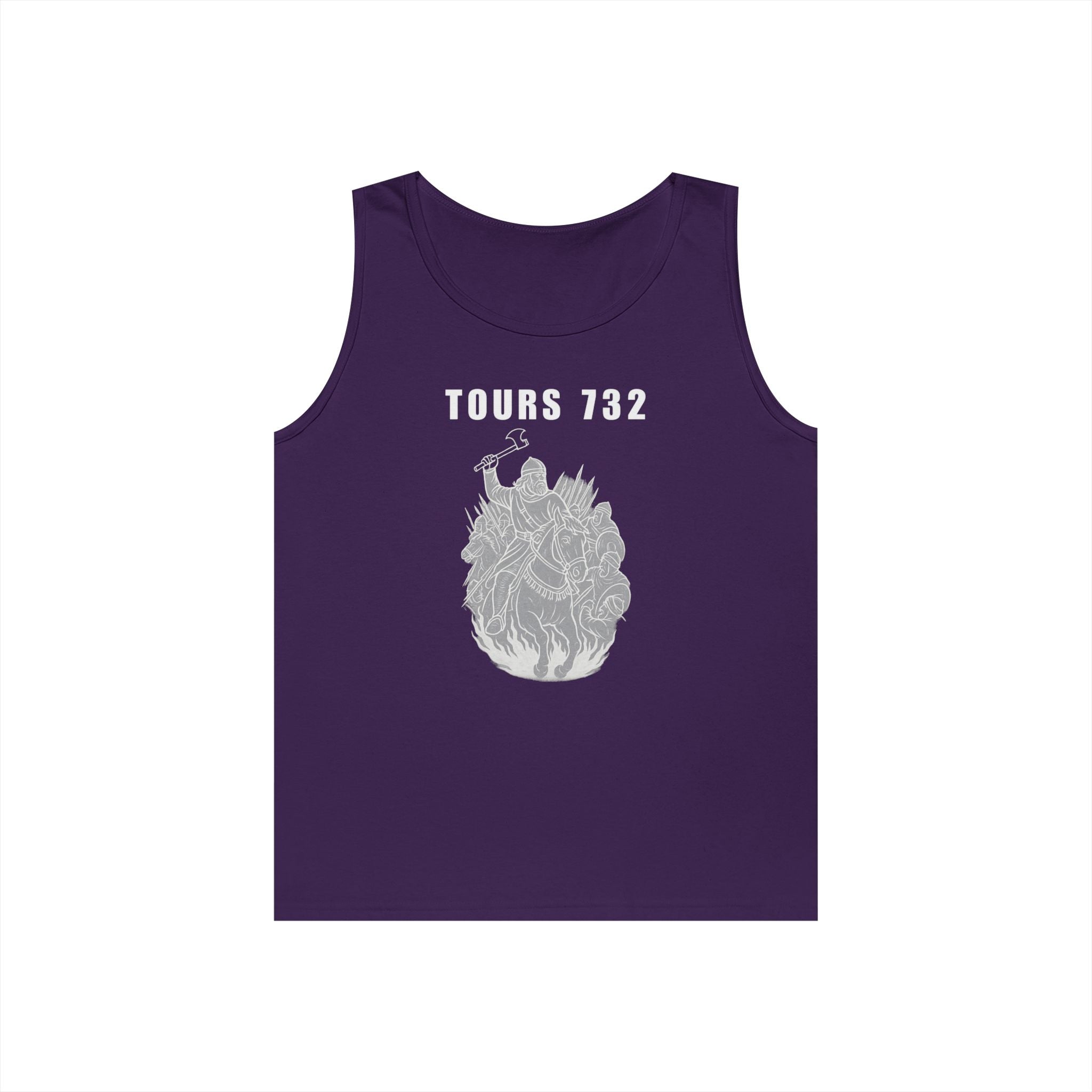 Tours 732 Charles "The Hammer" Martel "TOURS 732" Text Graphic Heavy Cotton Tank Top