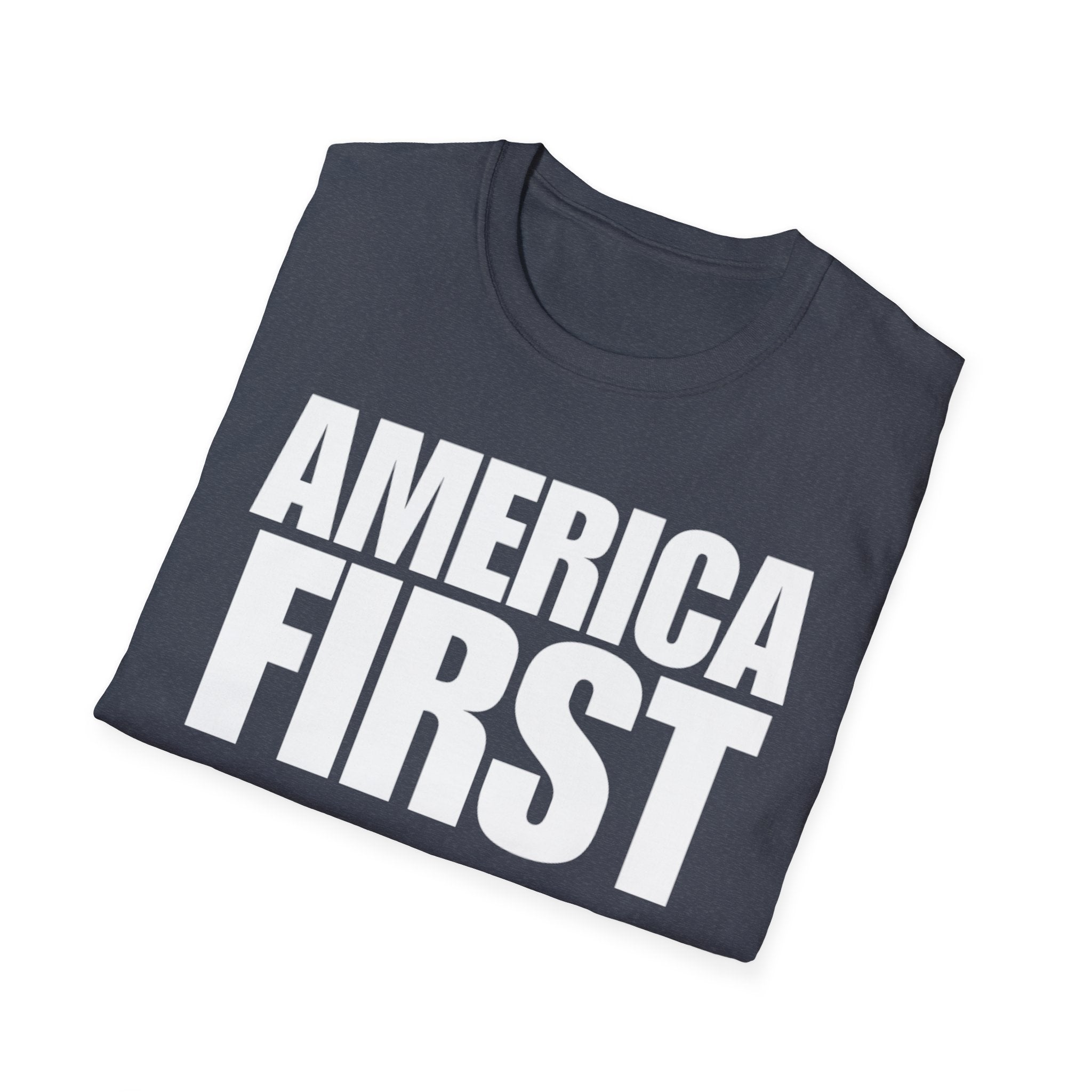 America First (Text Only) Unisex Softstyle T-Shirt