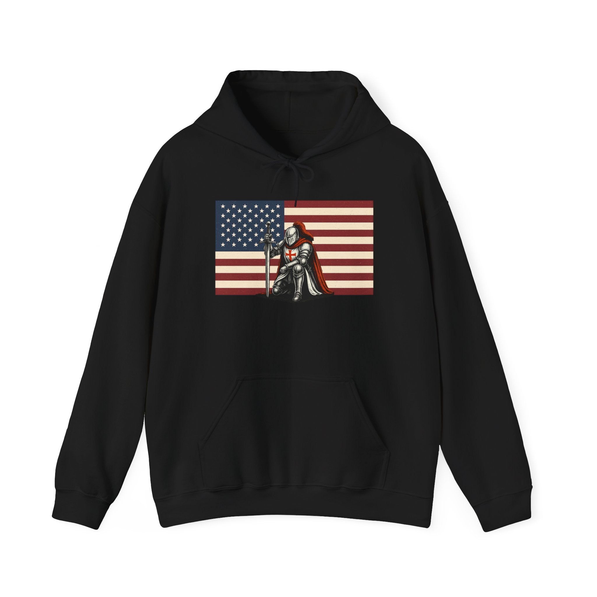 American Crusader Graphic Pull Over Hoodie Sweatshirt