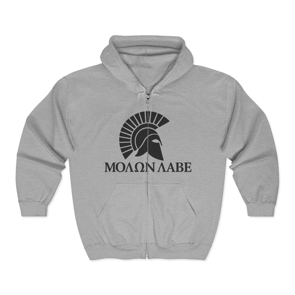 Molon Labe "Come and Take It!" in Greek Black Design Zip Up Hoodie Sweatshirt