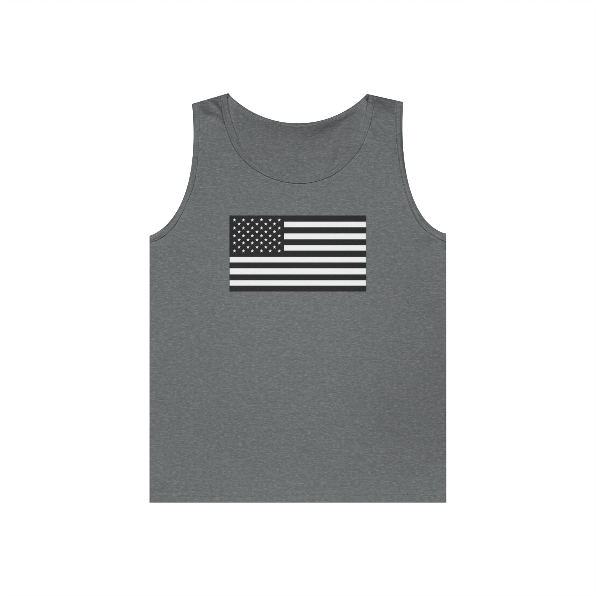 Black and White American Flag Heavy Cotton Tank Top