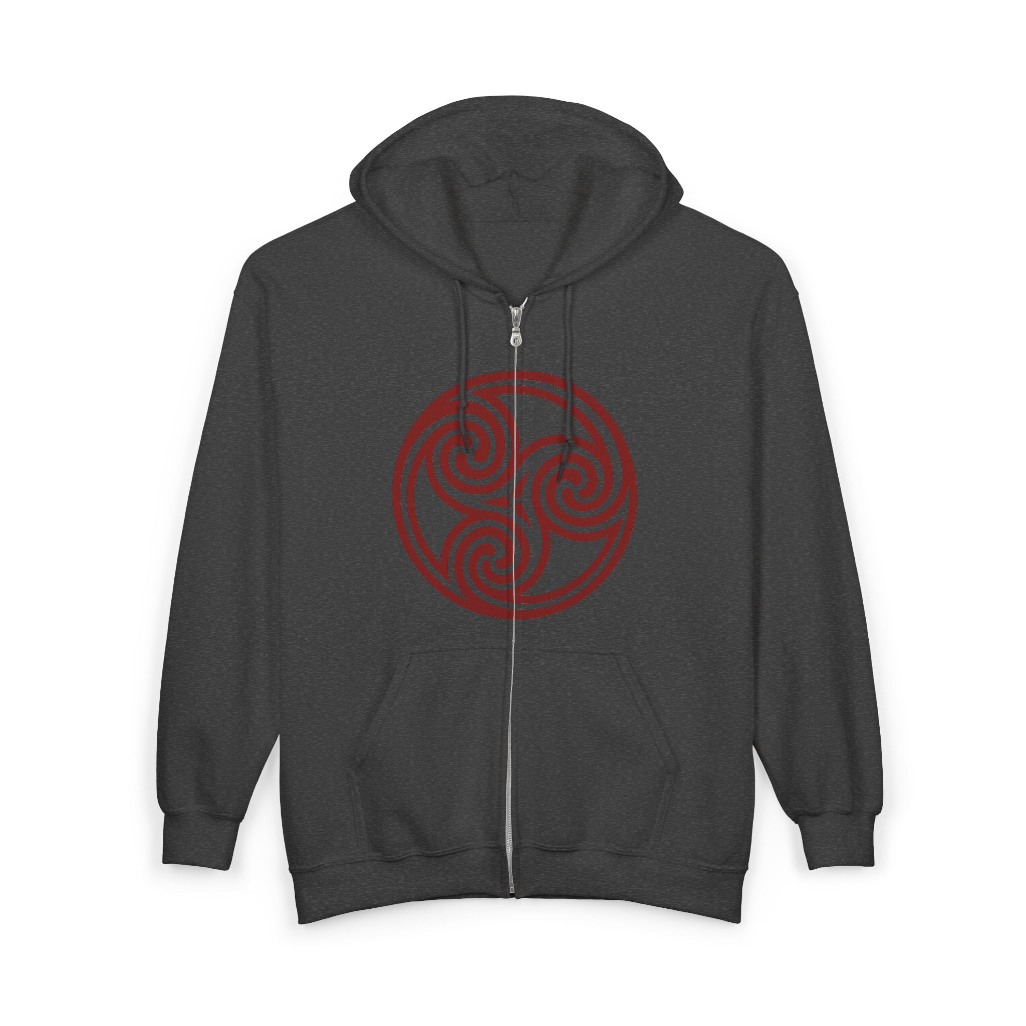Celtic Spiral Triskele Trinity Symbol Alt Red Design Full Zip Up Hoodie Sweatshirt