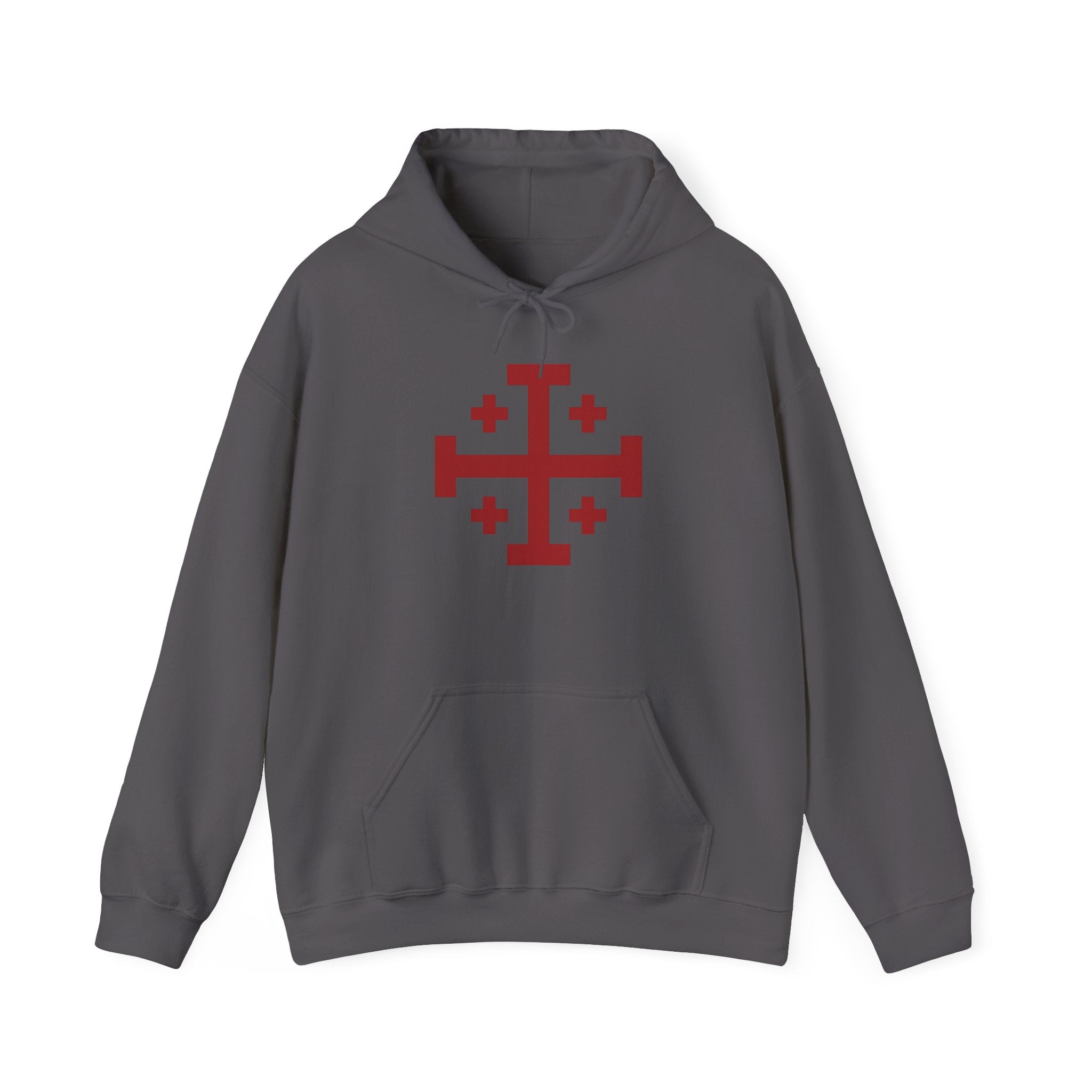 Cross of Jerusalem Red Design Pull Over Hoodie Sweatshirt