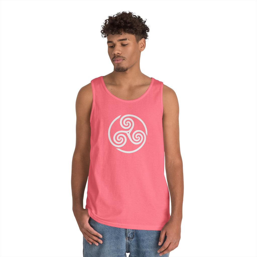 Celtic Spiral Triskele Symbol Alt Design White Unisex Tank Top
