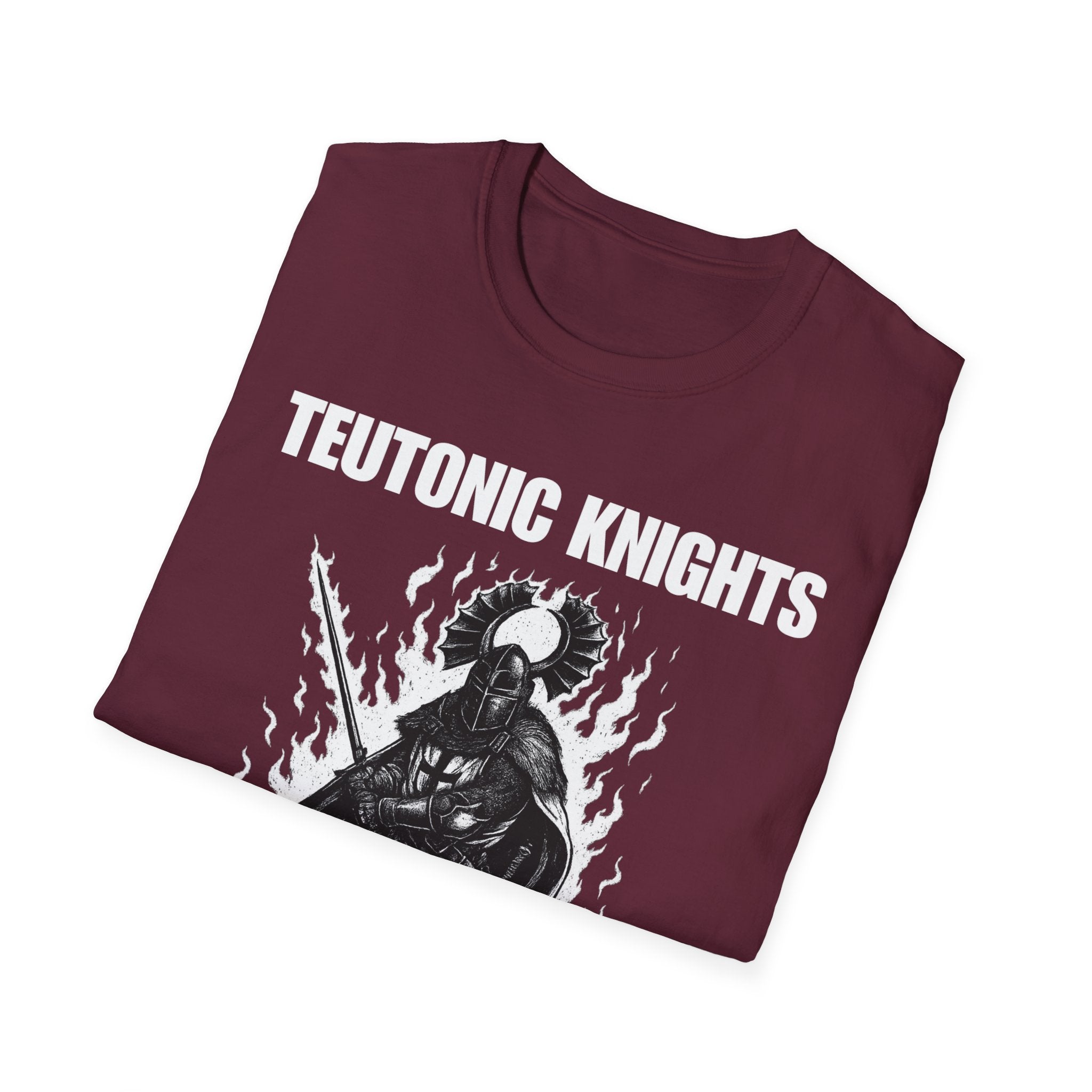 Teutonic Knights Front and Back White Teutonic Cross Graphic Softstyle Cotton Shirt T-Shirt